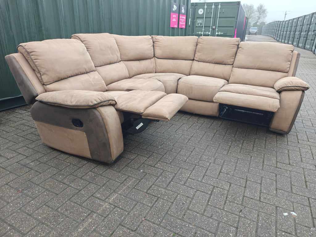 Harvey's Brown Corner Manual Recliner Sofa