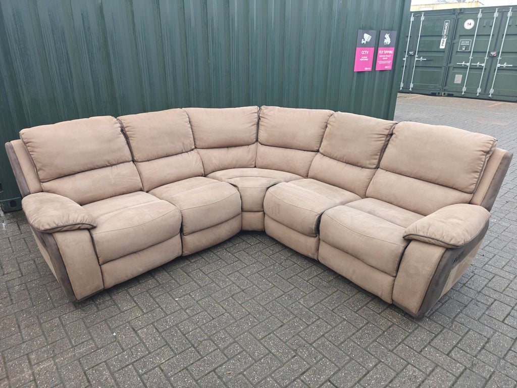 Harvey's Brown Corner Manual Recliner Sofa