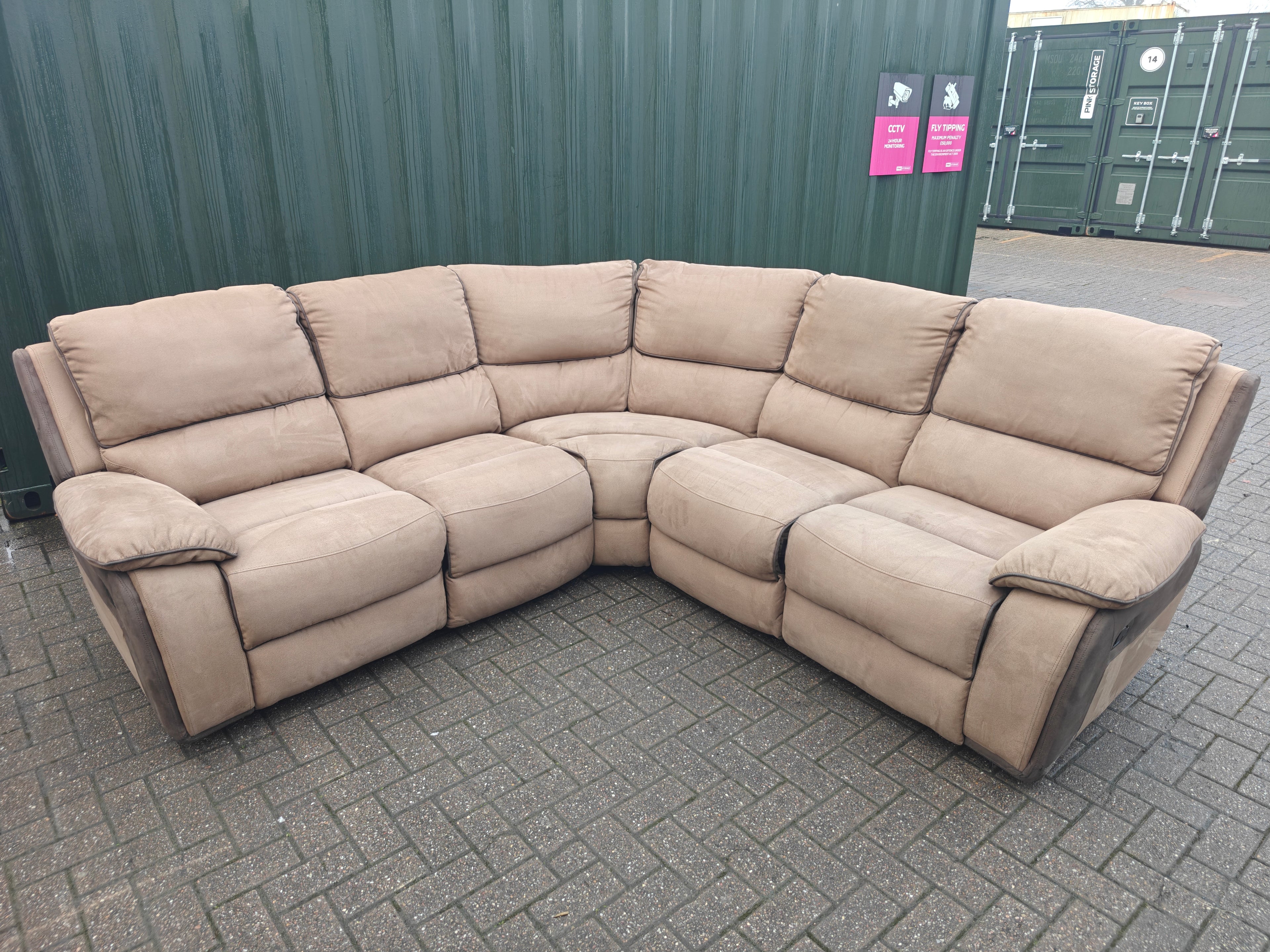 Harvey's Brown Corner Manual Recliner Sofa