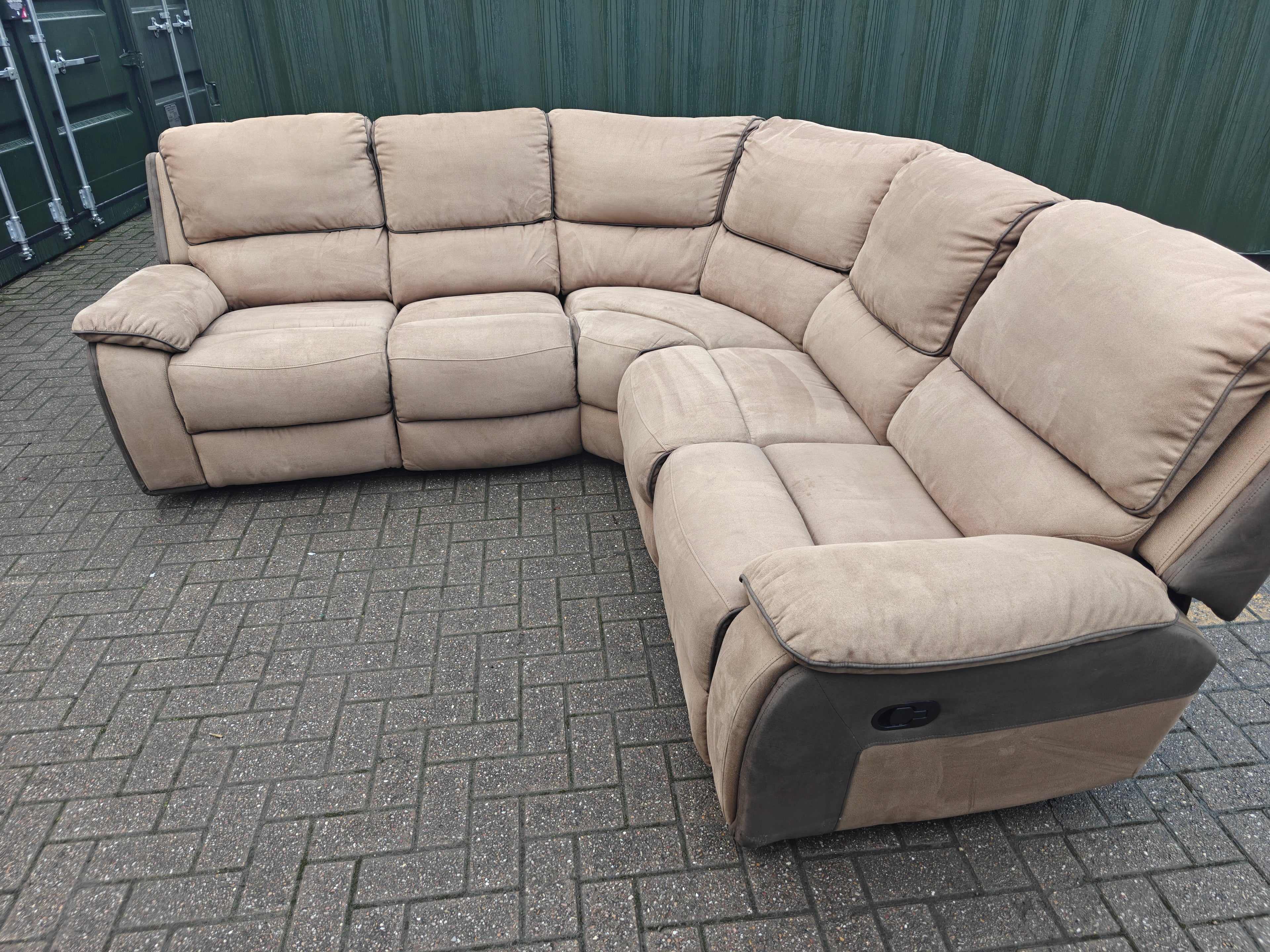 Harvey's Brown Corner Manual Recliner Sofa