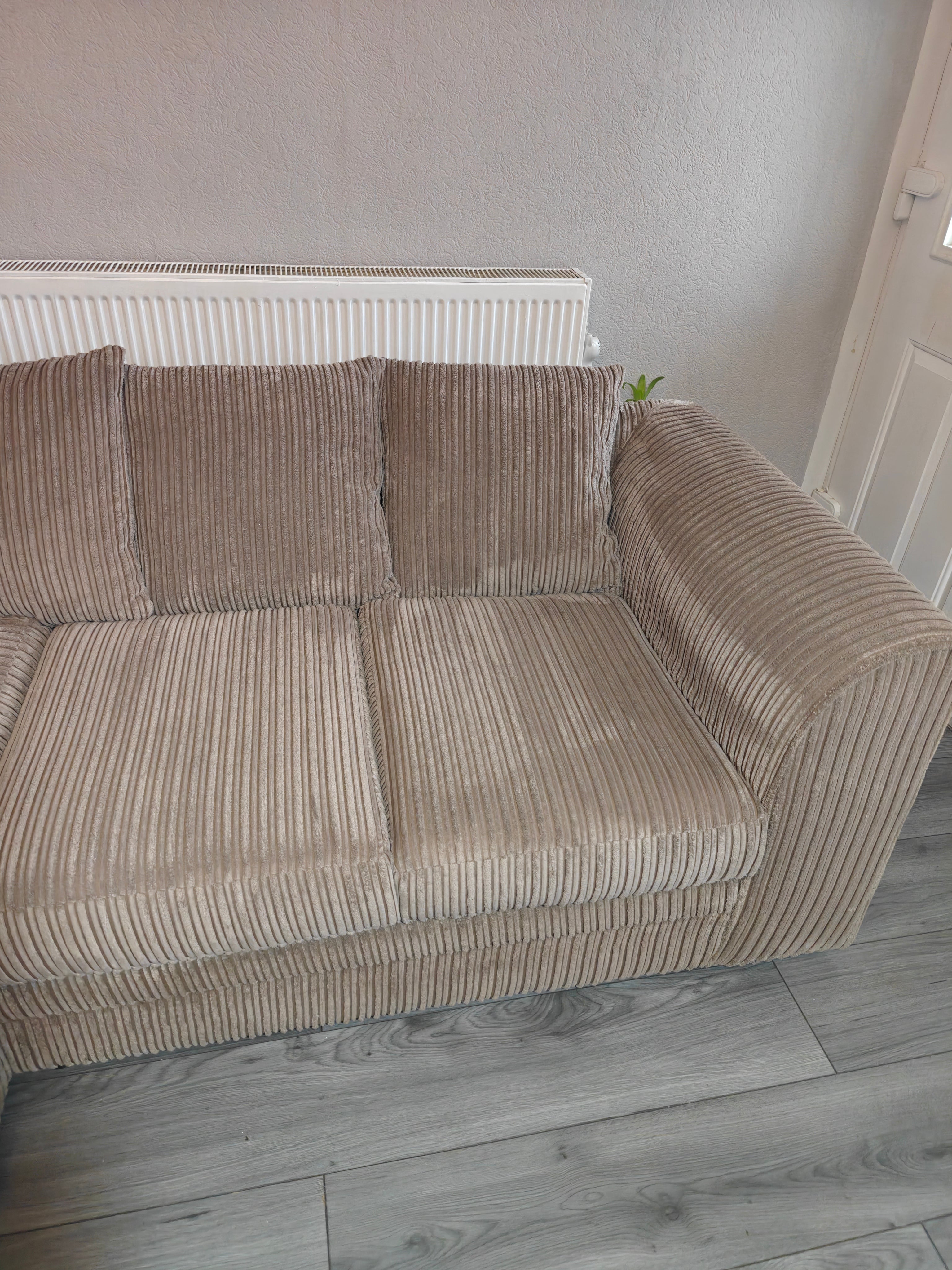 Corded Coffee Fabric Corner Left Hand Side Sofa