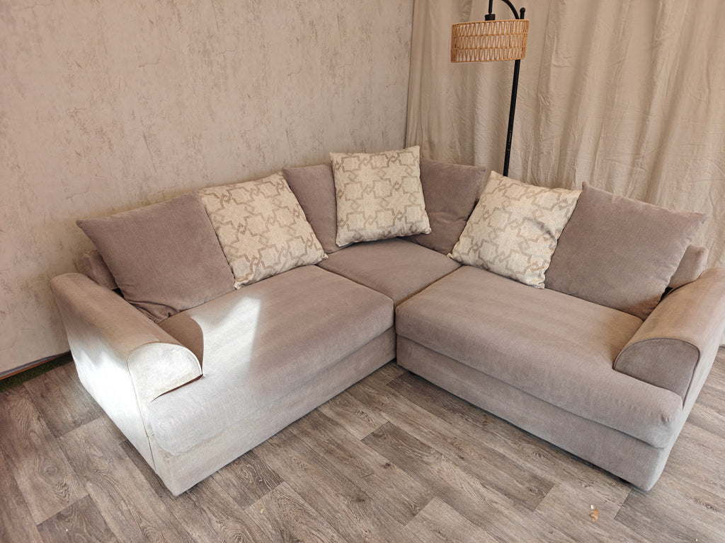 Grey Chenille Fabric Corner Sofa