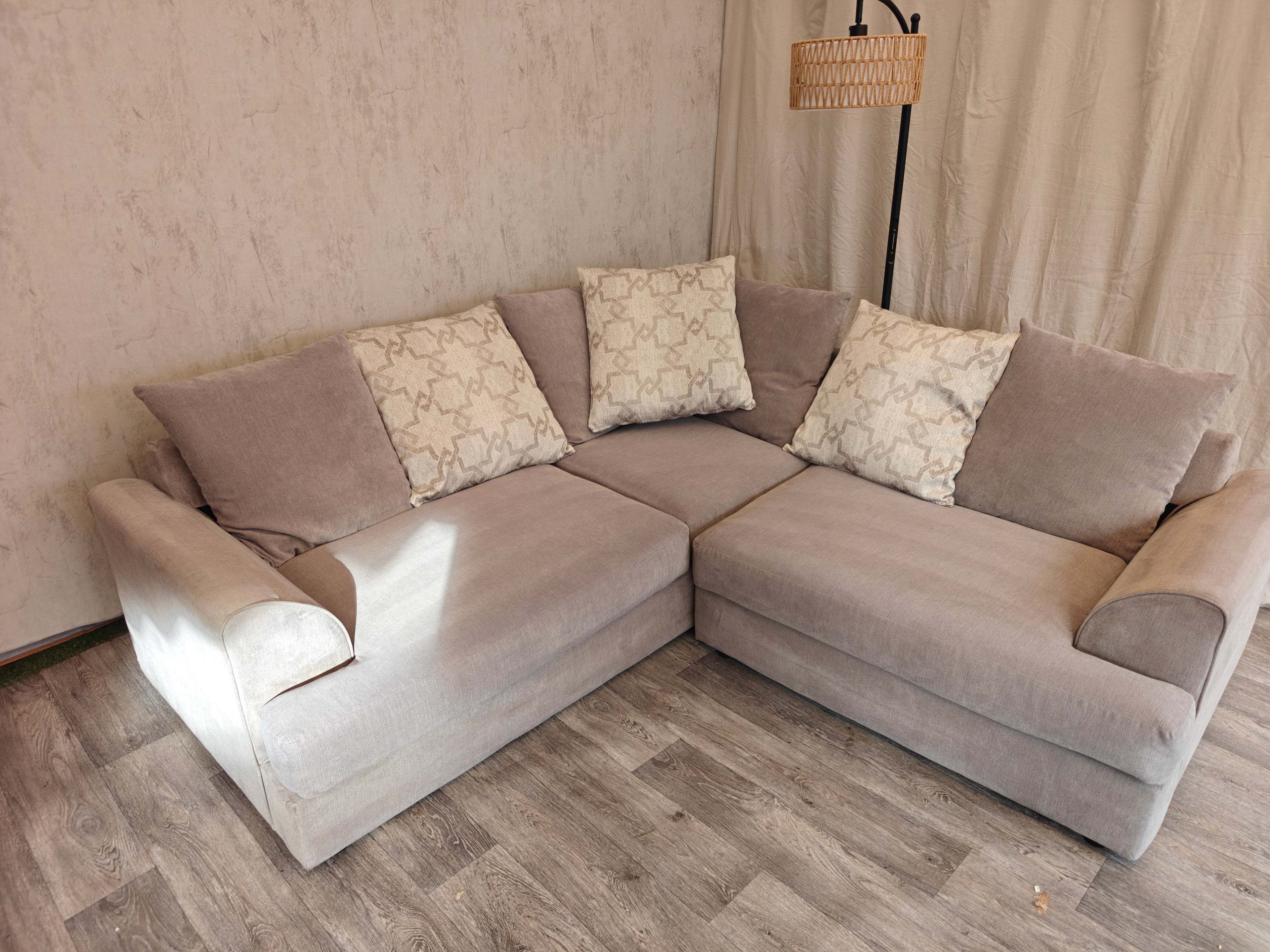 Grey Chenille Fabric Corner Sofa