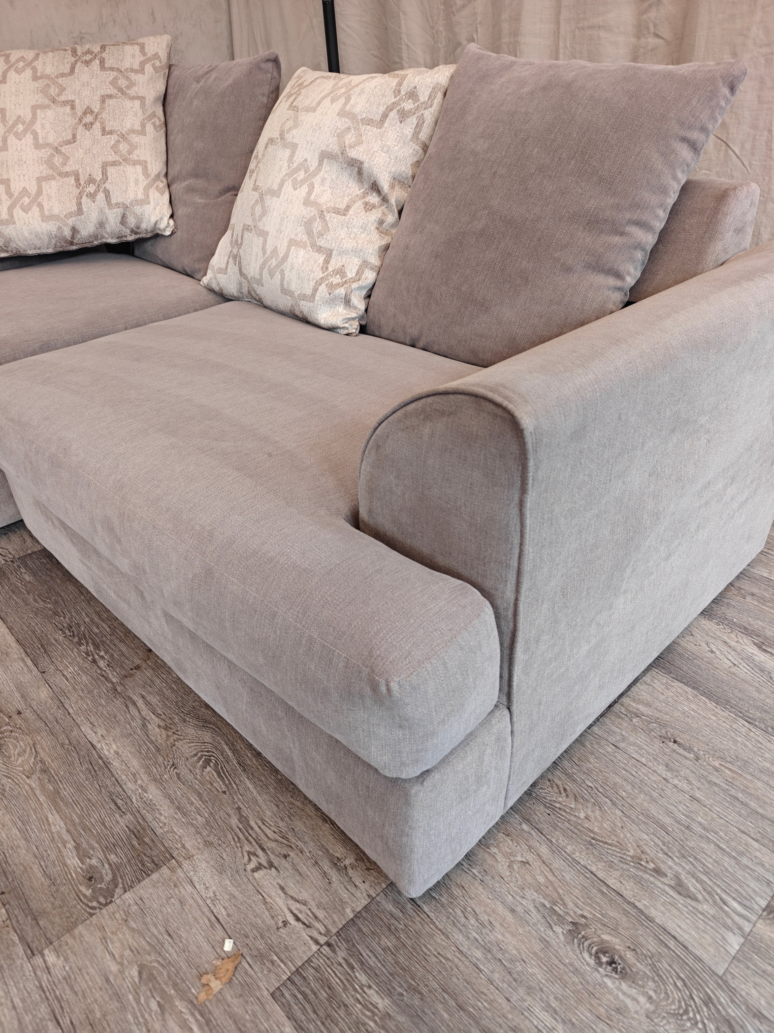 Grey Chenille Fabric Corner Sofa