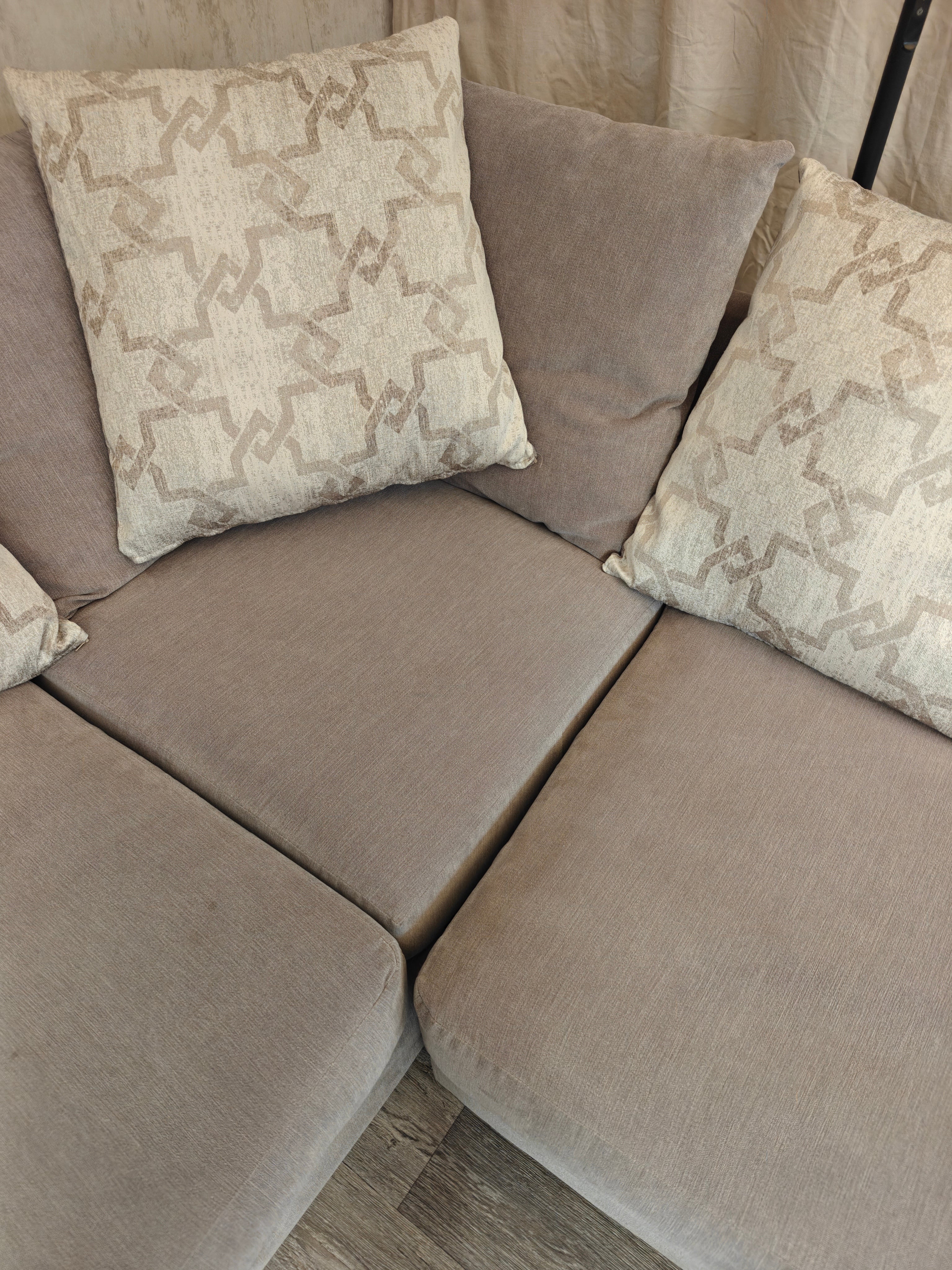 Grey Chenille Fabric Corner Sofa
