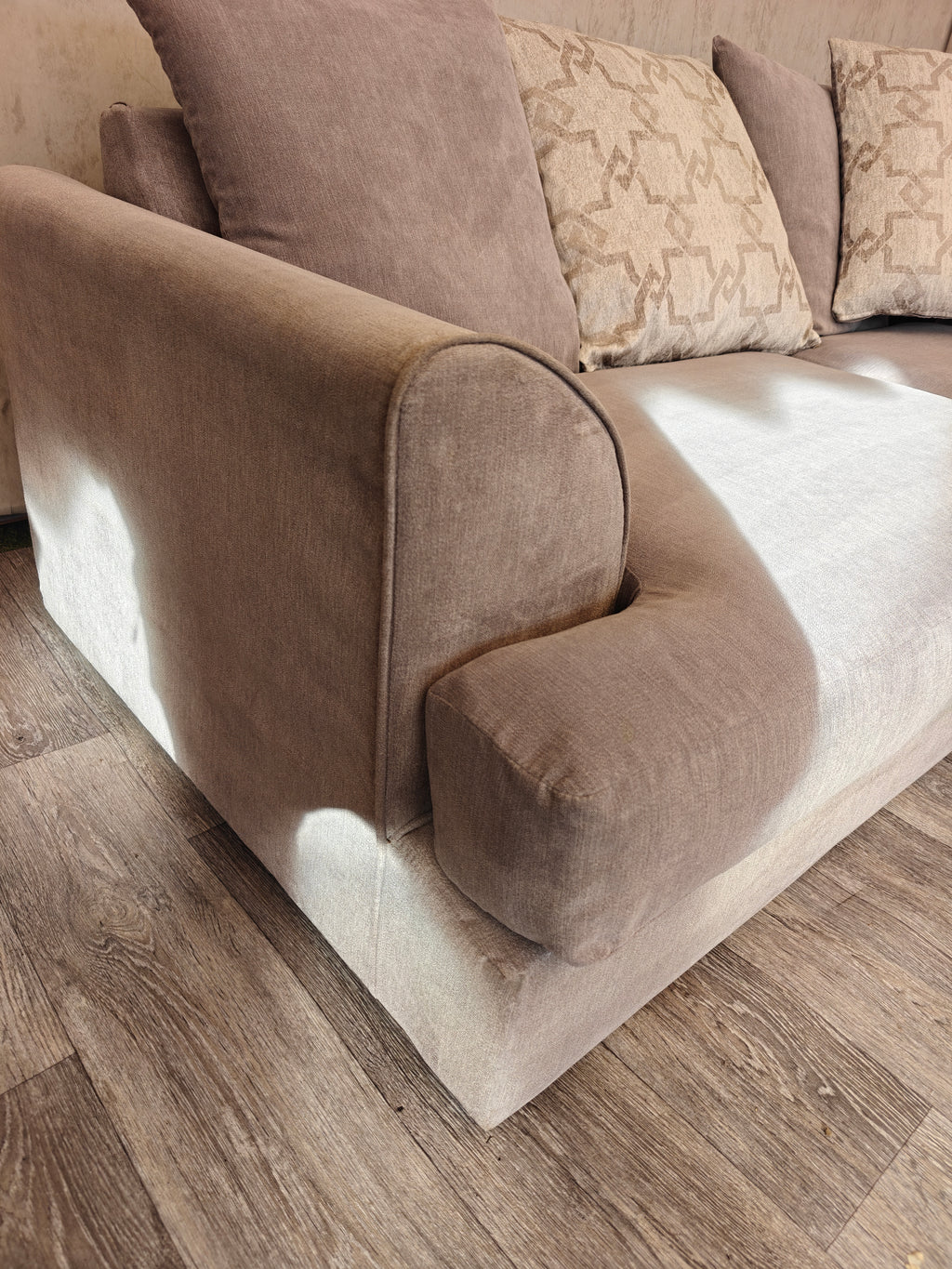 Grey Chenille Fabric Corner Sofa