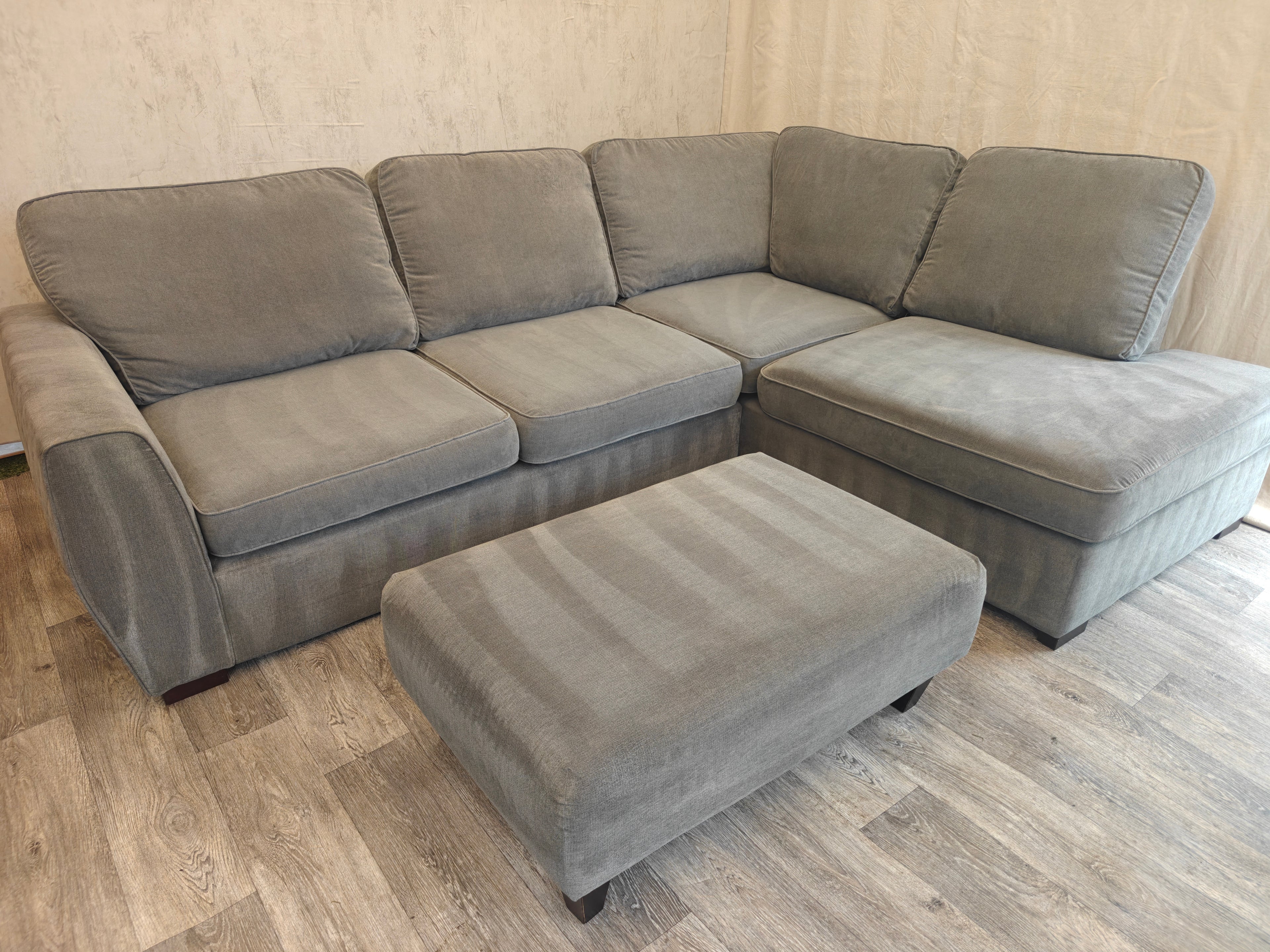 Grey Orka Corner Sofa with Matching Footstool
