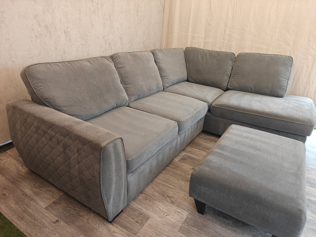 Grey Orka Corner Sofa with Matching Footstool