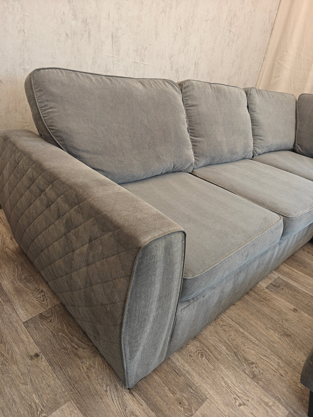Grey Orka Corner Sofa with Matching Footstool