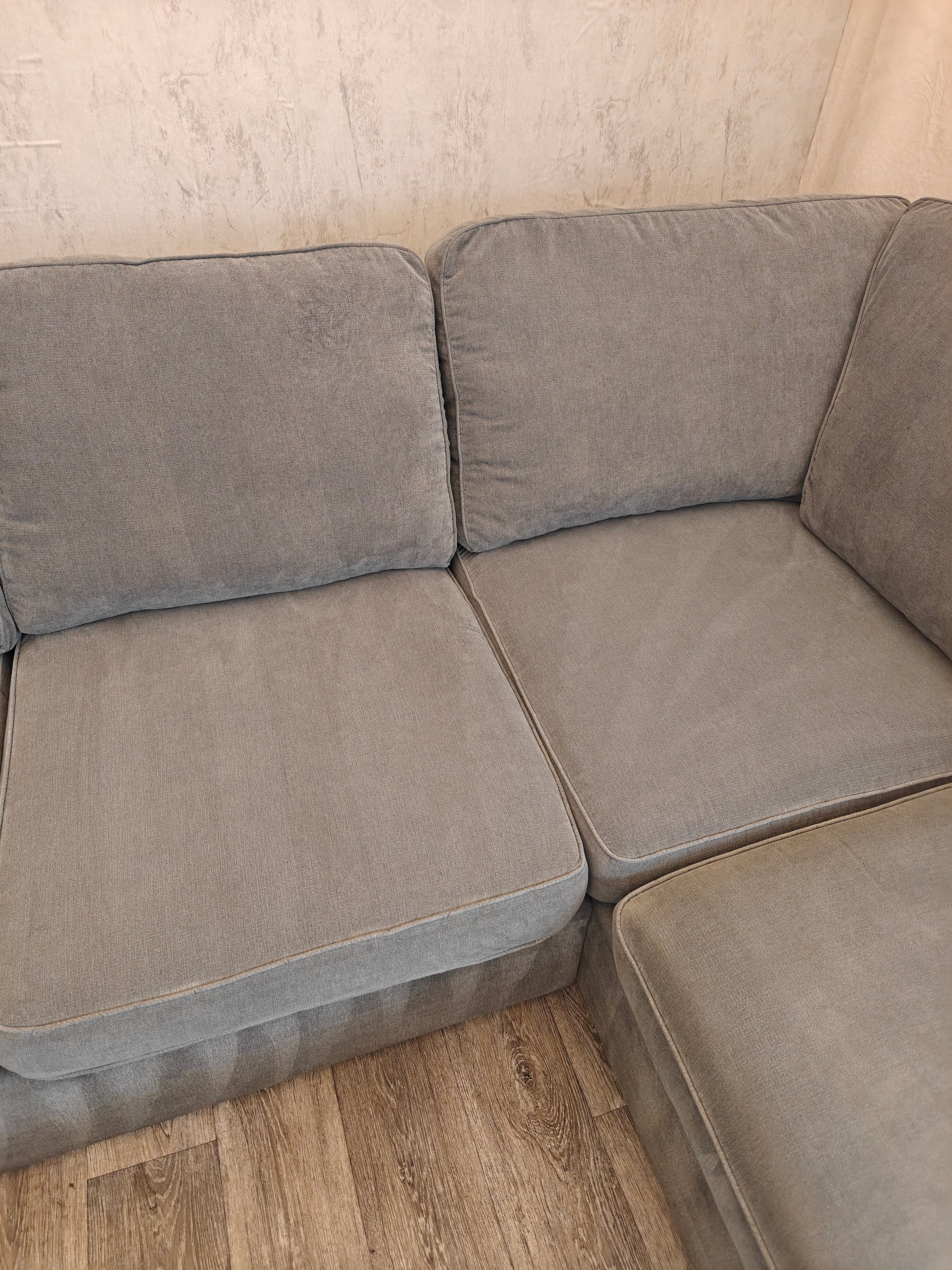 Grey Orka Corner Sofa with Matching Footstool
