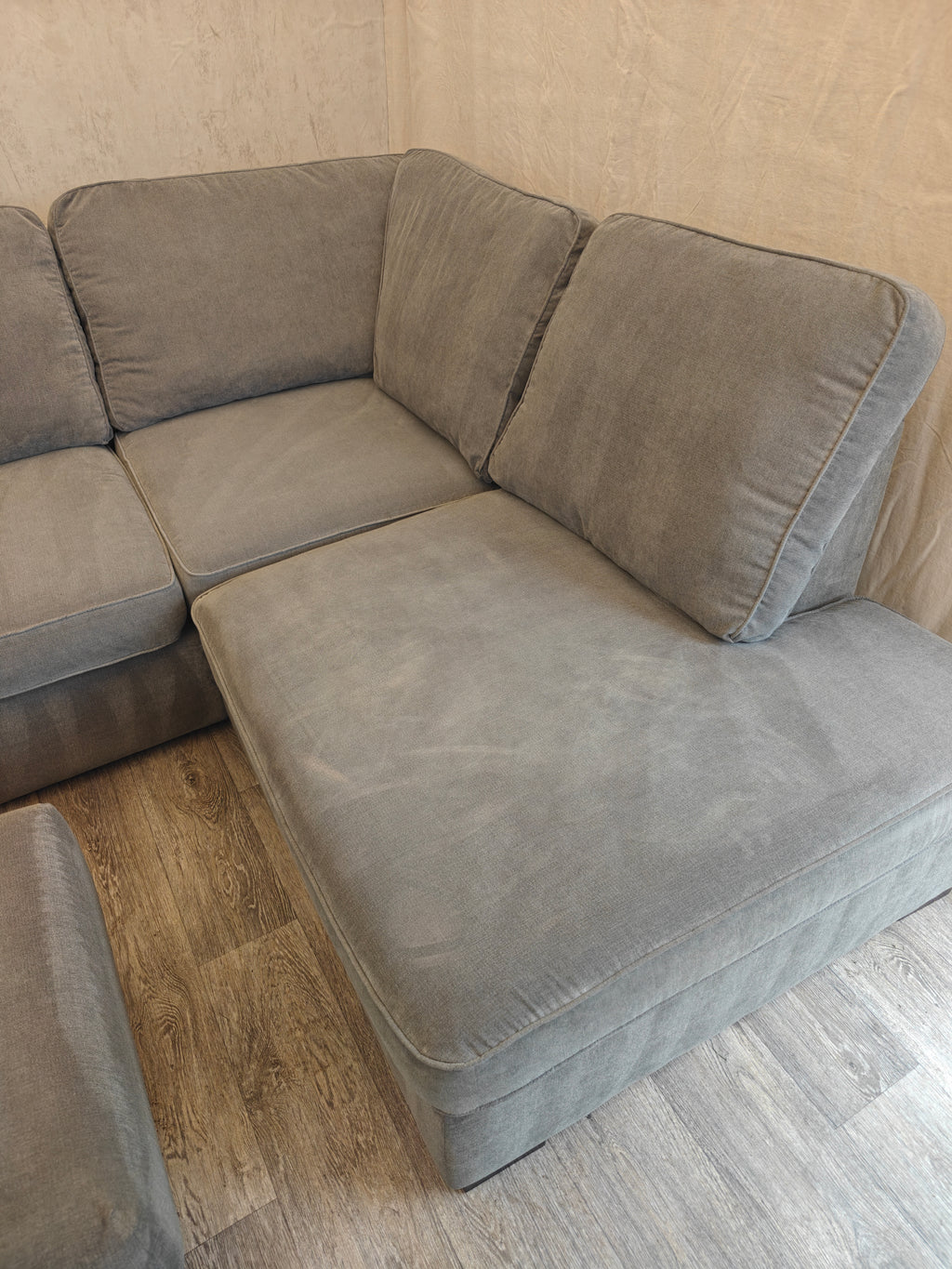 Grey Orka Corner Sofa with Matching Footstool