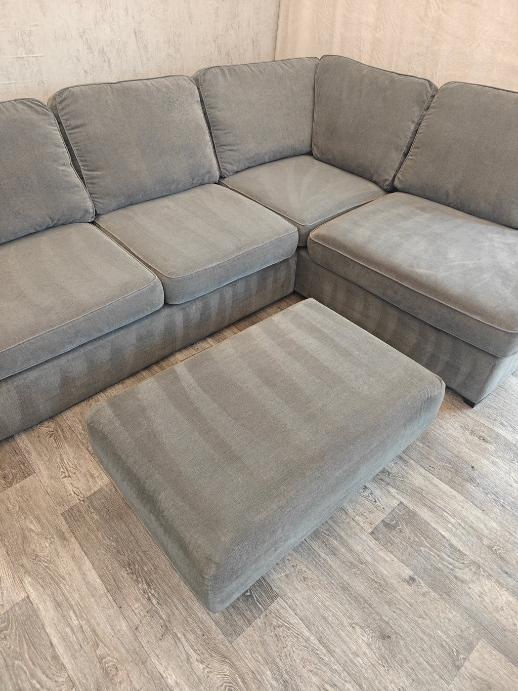 Grey Orka Corner Sofa with Matching Footstool