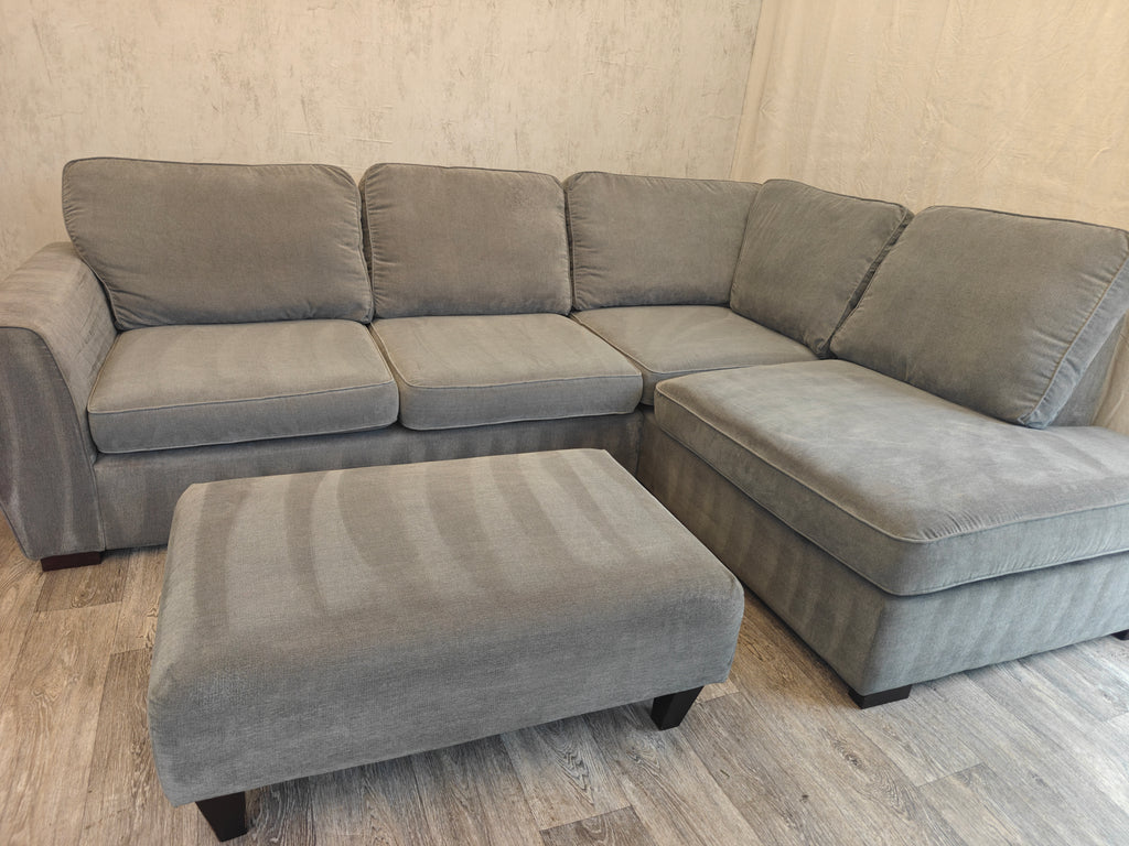 Grey Orka Corner Sofa with Matching Footstool