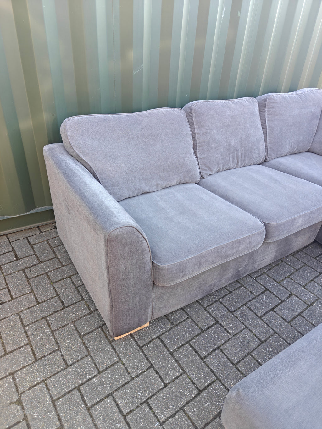 Large Orka Grey Corner Sofa Set + Armchair & Footstool