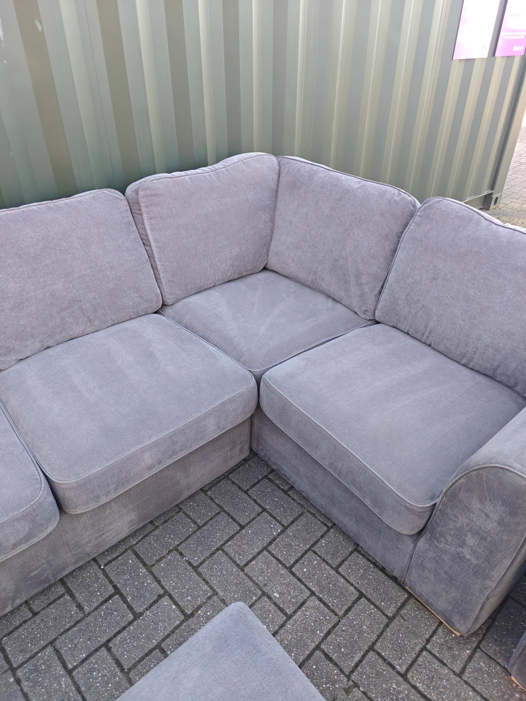 Large Orka Grey Corner Sofa Set + Armchair & Footstool