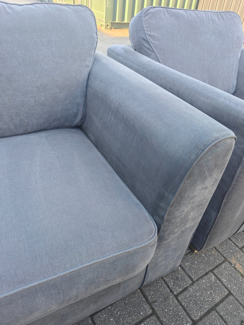 Large Orka Grey Corner Sofa Set + Armchair & Footstool