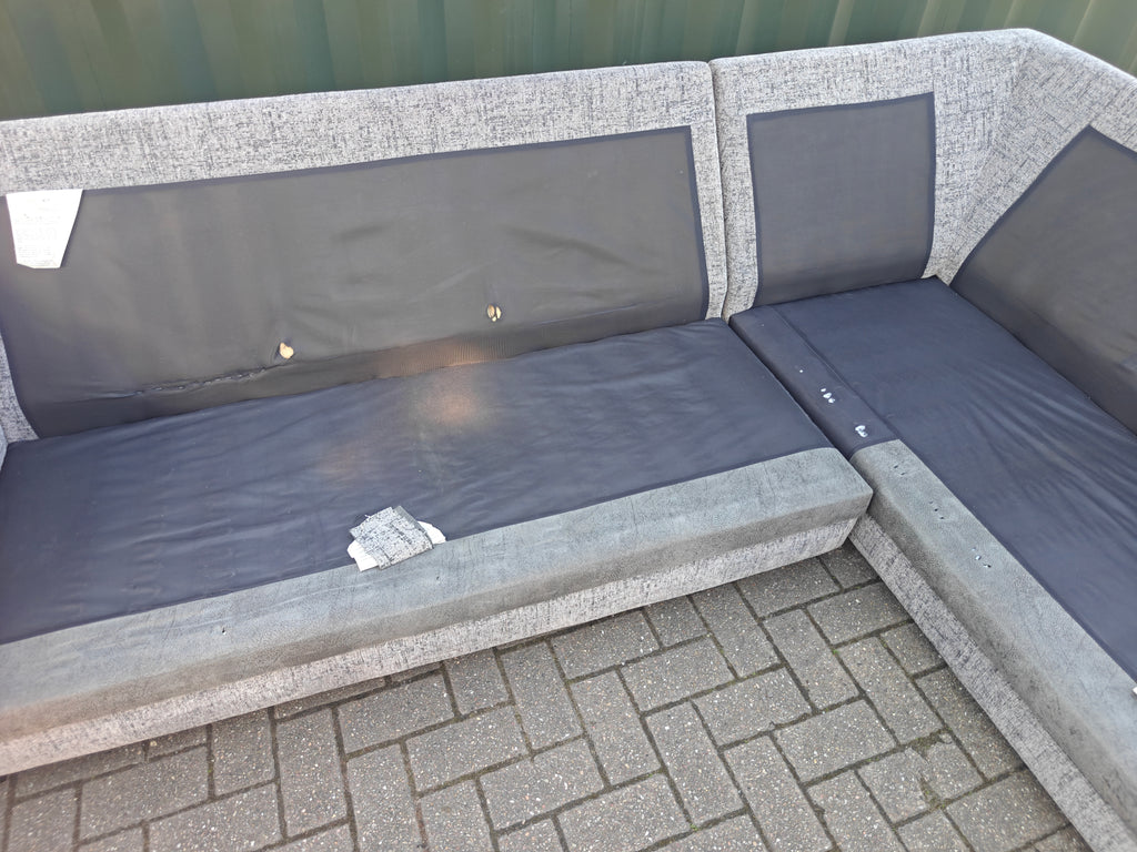 Large Grey Corner Sofa + Chaise, Swivel Chair & Footstool