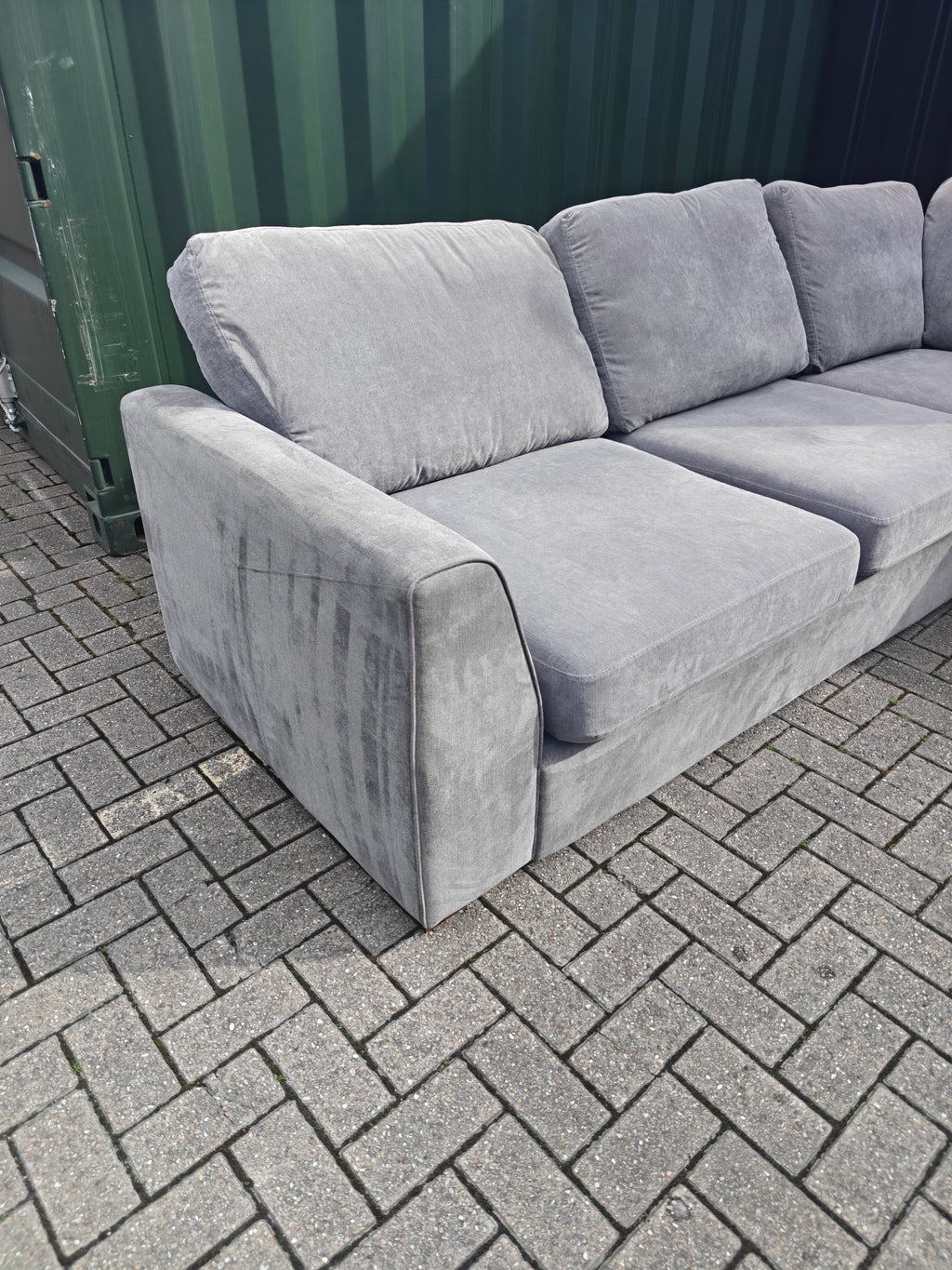 Grey DFS Orka Corner Sofa - With sun fade