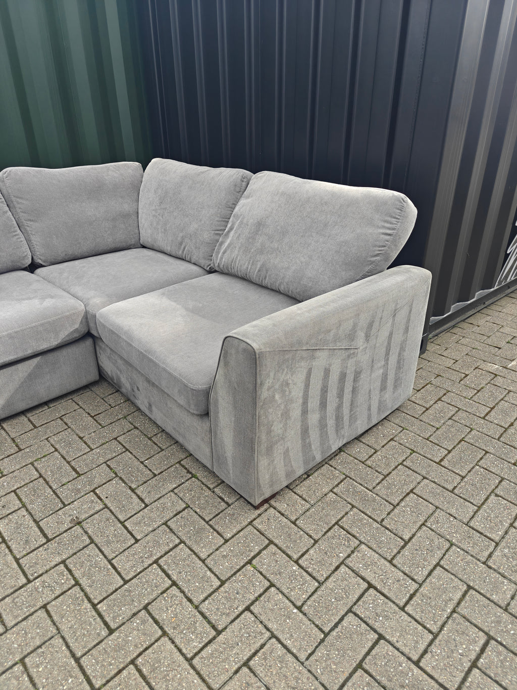 Grey DFS Orka Corner Sofa - With sun fade