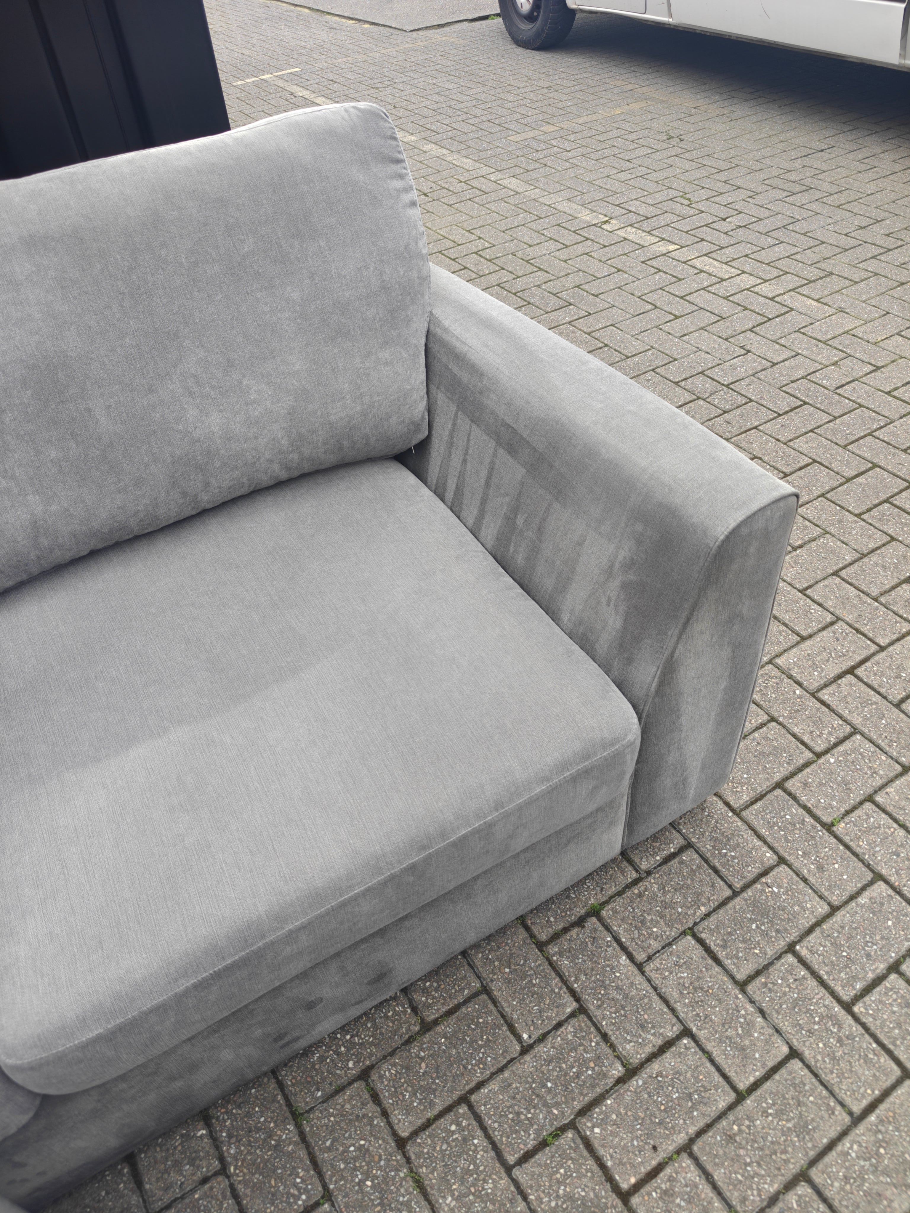 Grey DFS Orka Corner Sofa - With sun fade