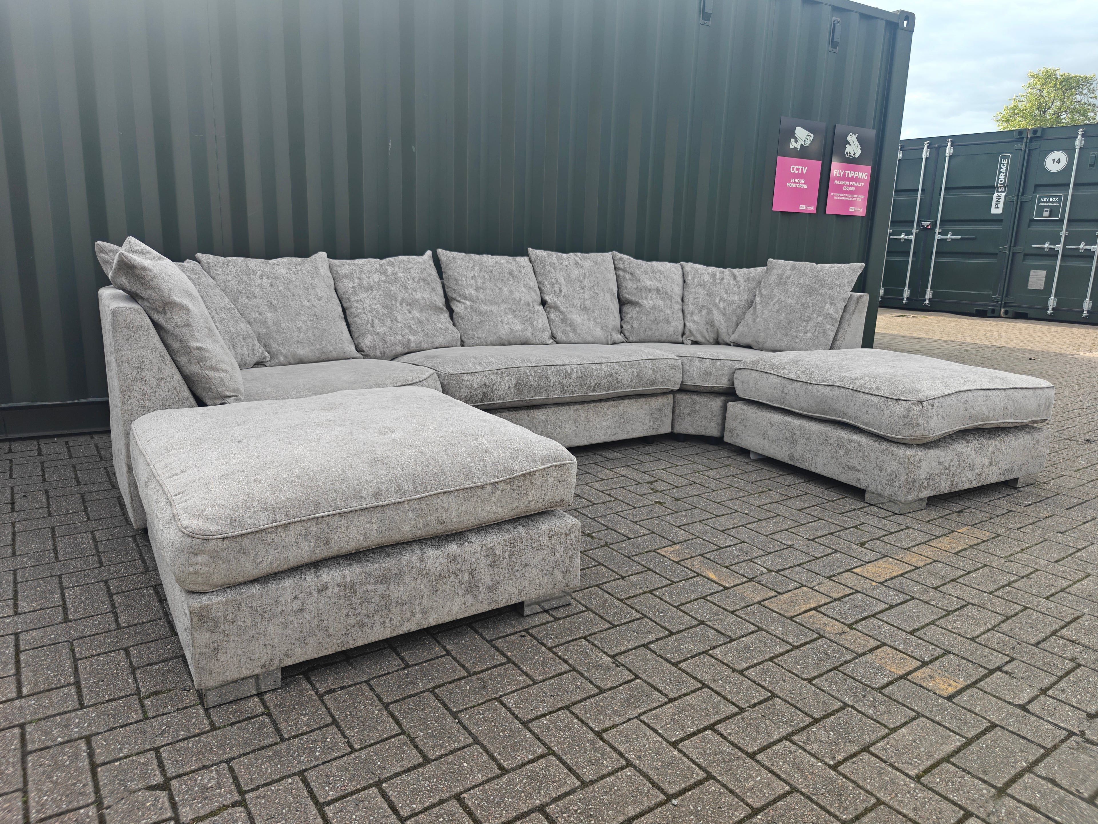 Large Grey U Shape Sofa