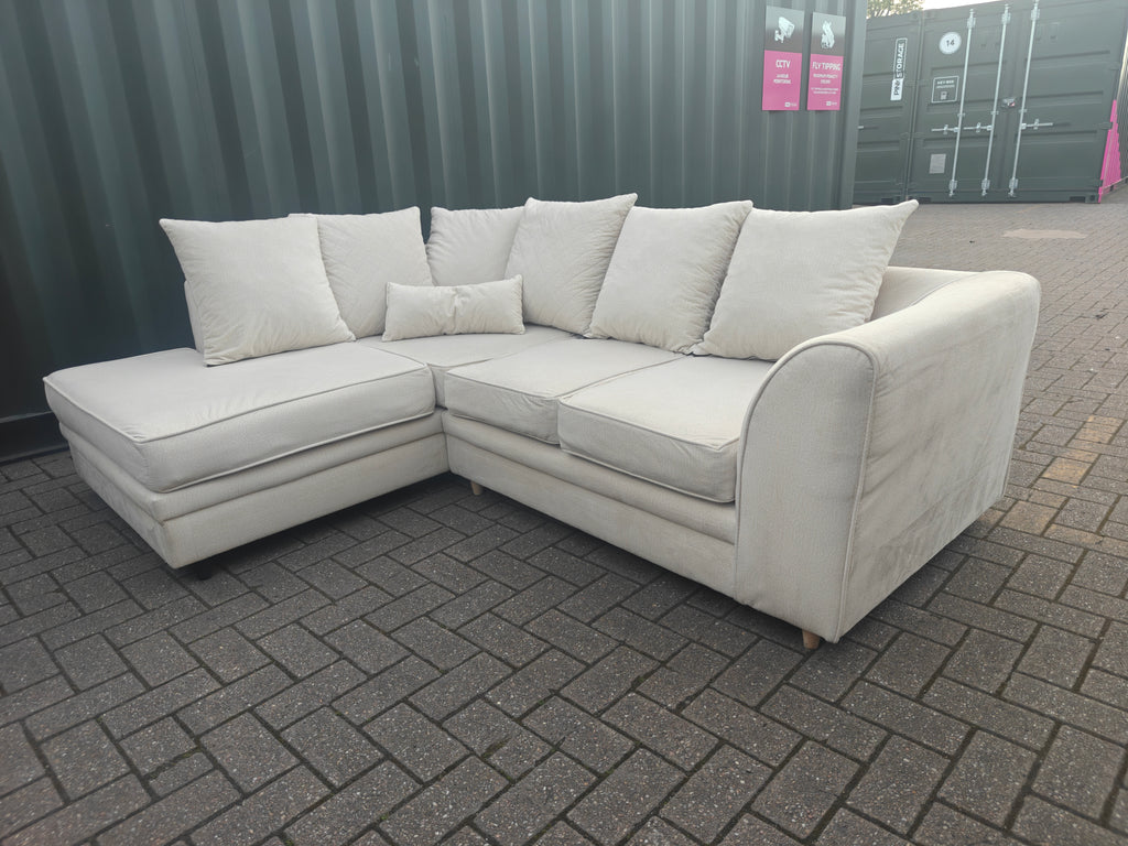 Cream Velvet Chicago Left Hand Side Sofa