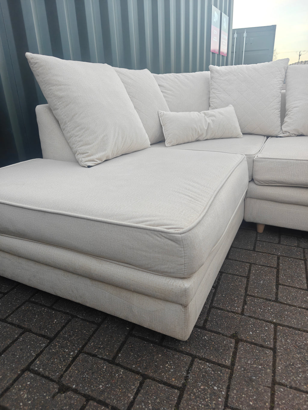 Cream Velvet Chicago Left Hand Side Sofa