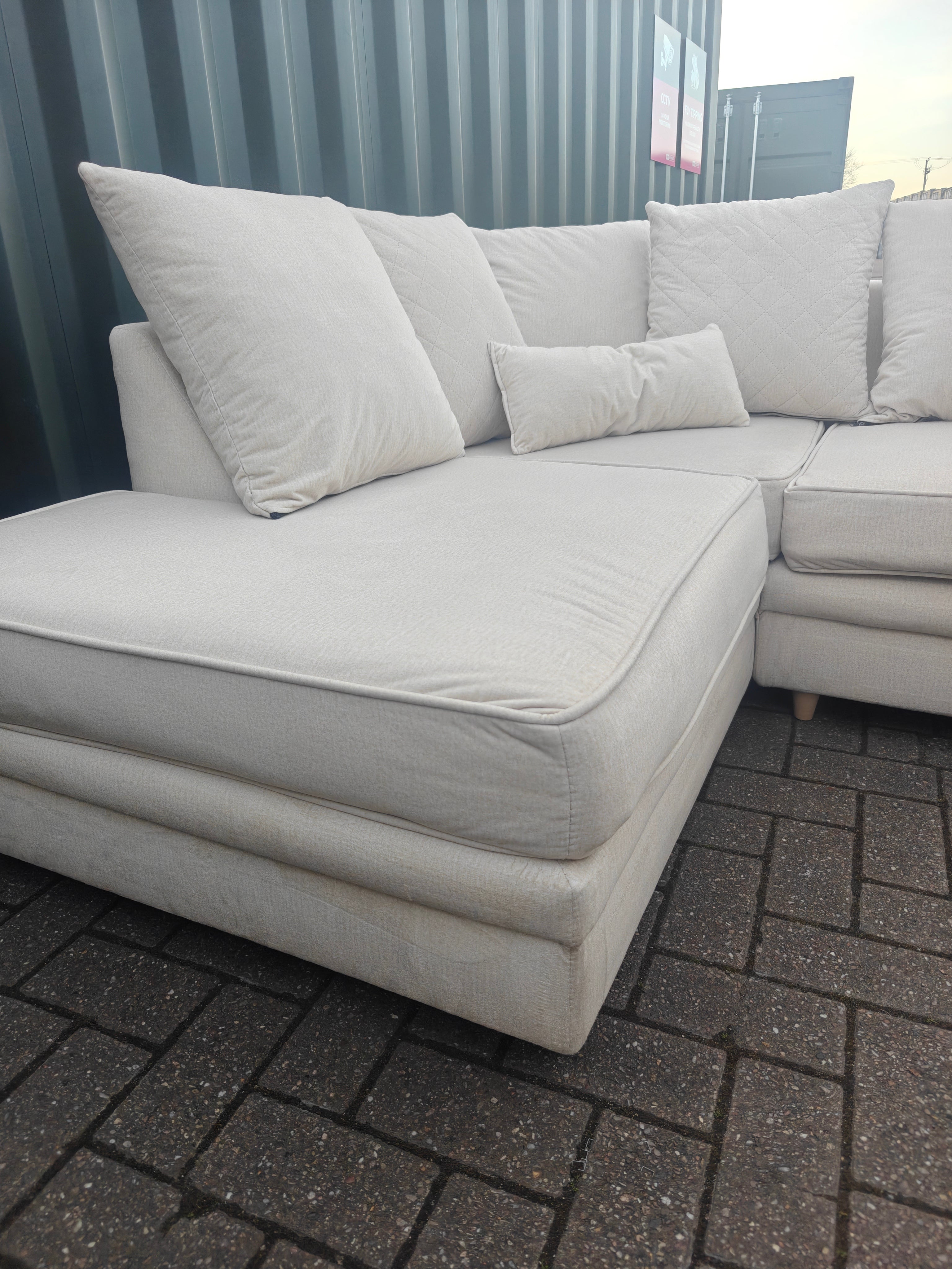 Cream Velvet Chicago Left Hand Side Sofa