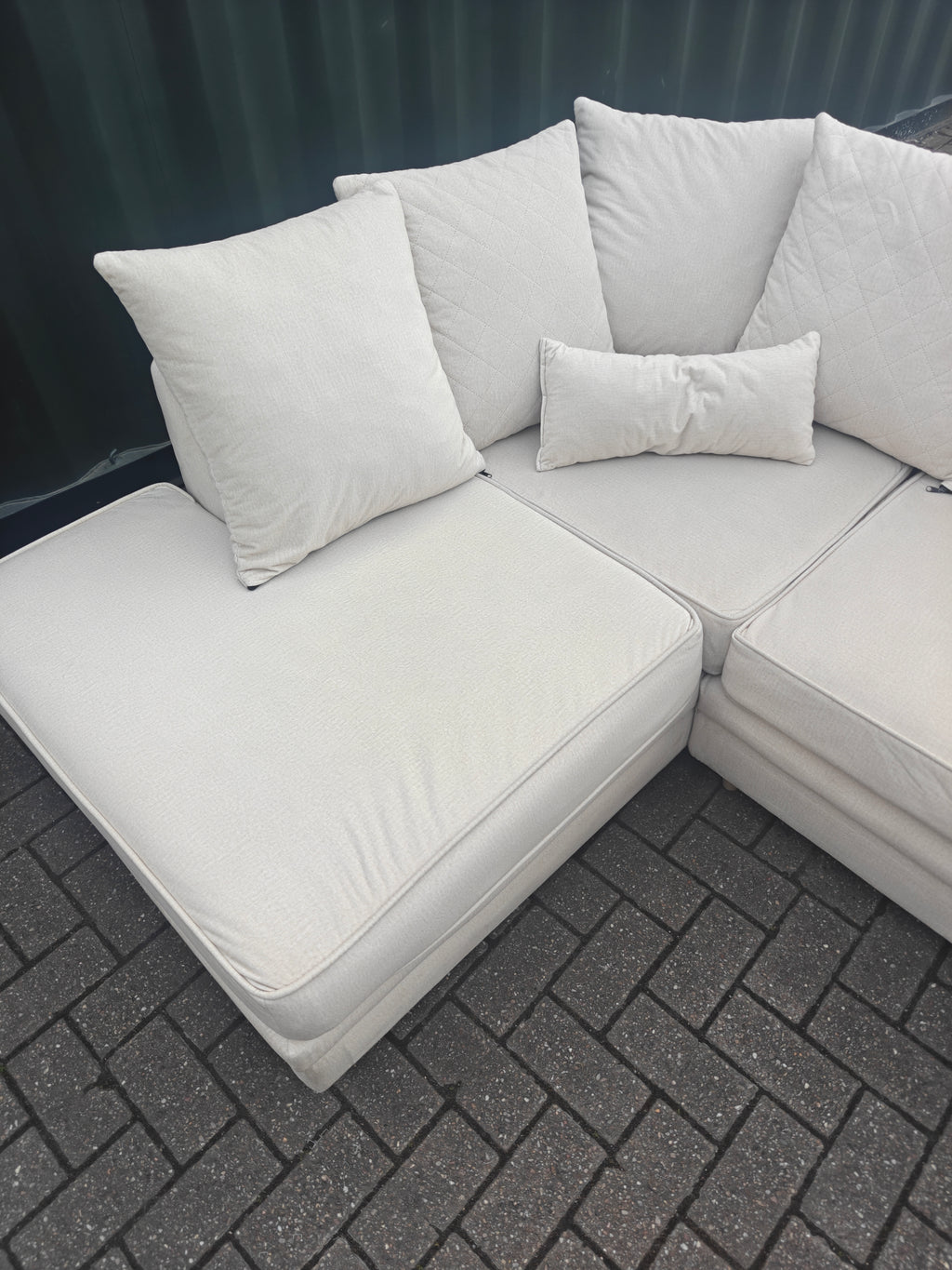 Cream Velvet Chicago Left Hand Side Sofa