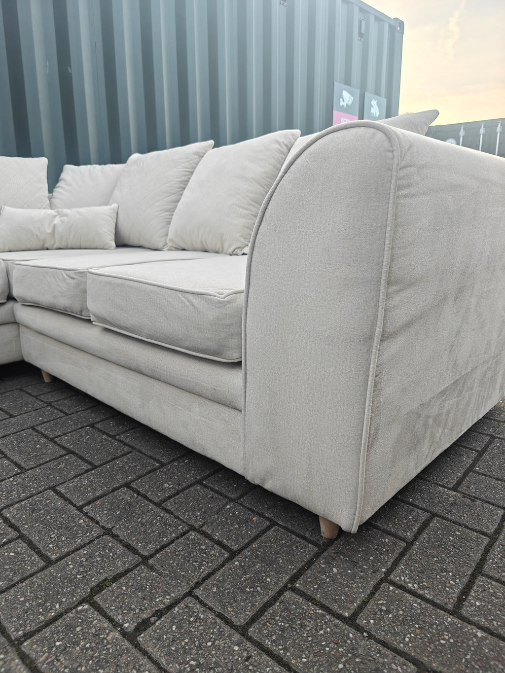 Cream Velvet Chicago Left Hand Side Sofa