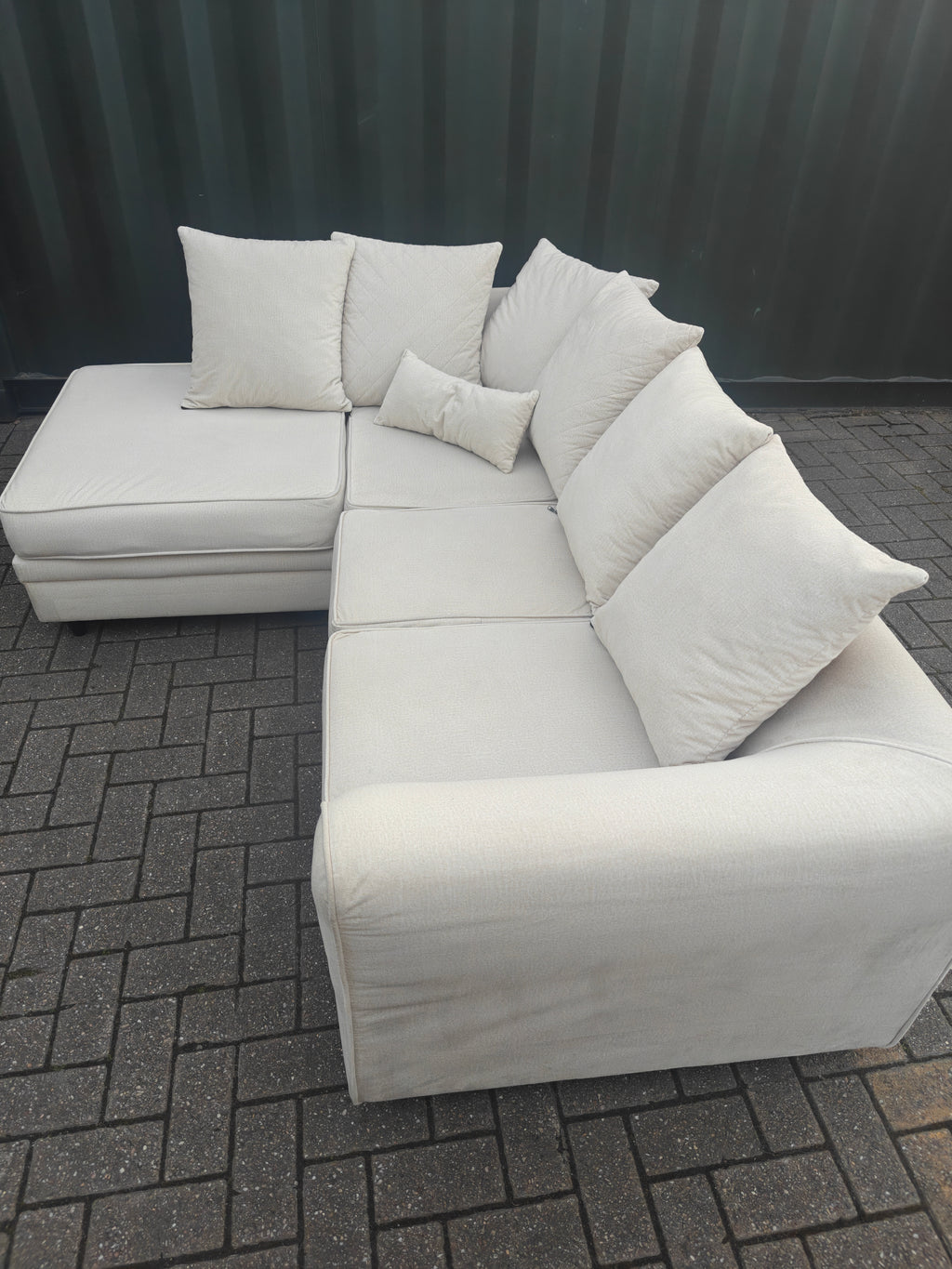 Cream Velvet Chicago Left Hand Side Sofa