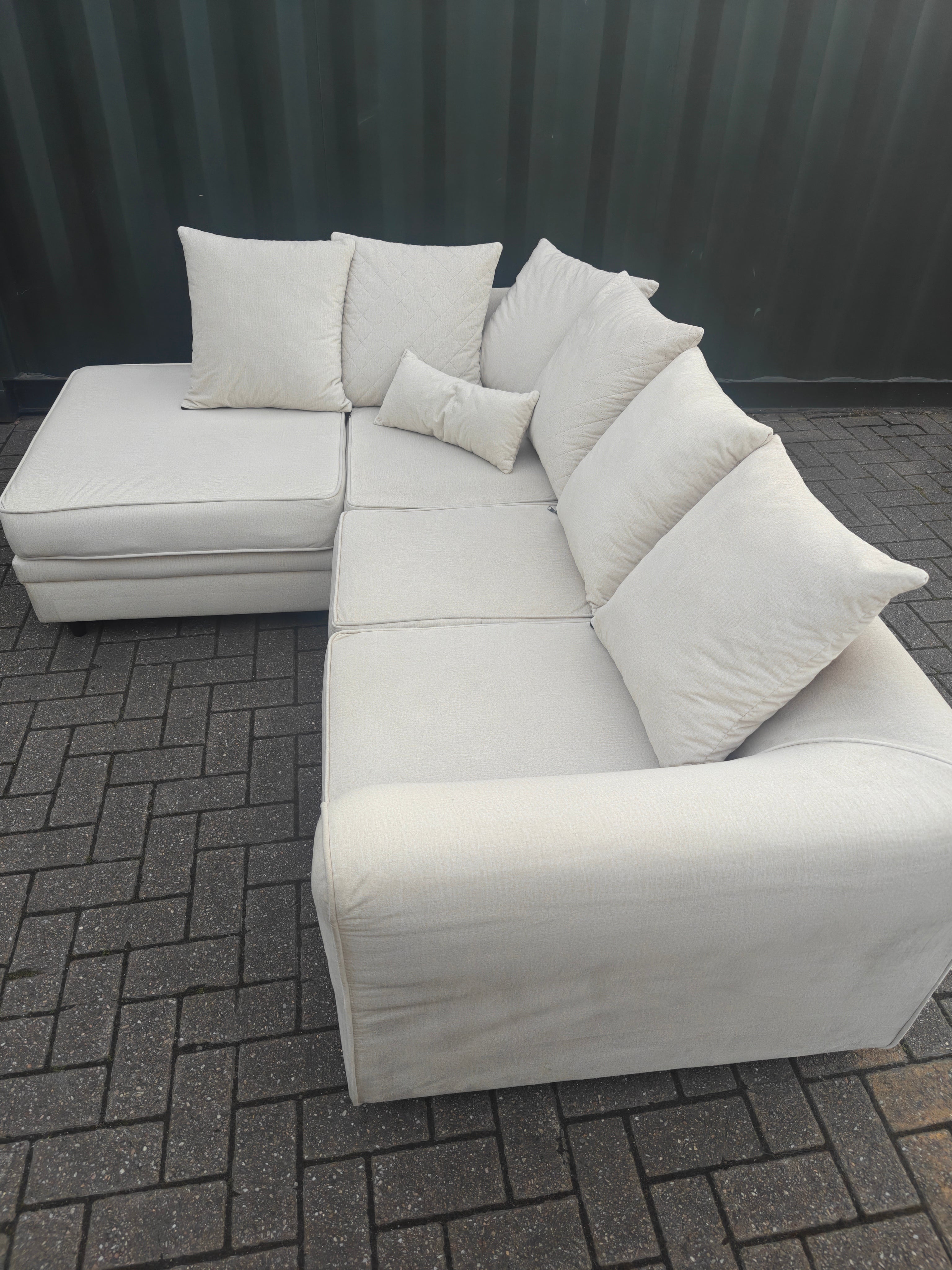 Cream Velvet Chicago Left Hand Side Sofa