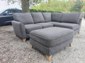 Grey Fabric Corner Sofa + Footstool Scandi Style