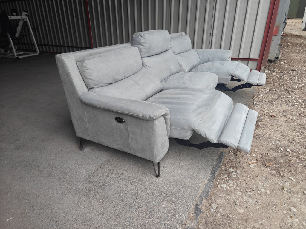 Stone Suede Furniture Village Contempo Electric Recliner 3 Seater Sofa