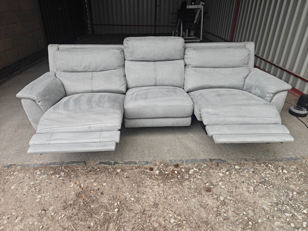 Stone Suede Furniture Village Contempo Electric Recliner 3 Seater Sofa