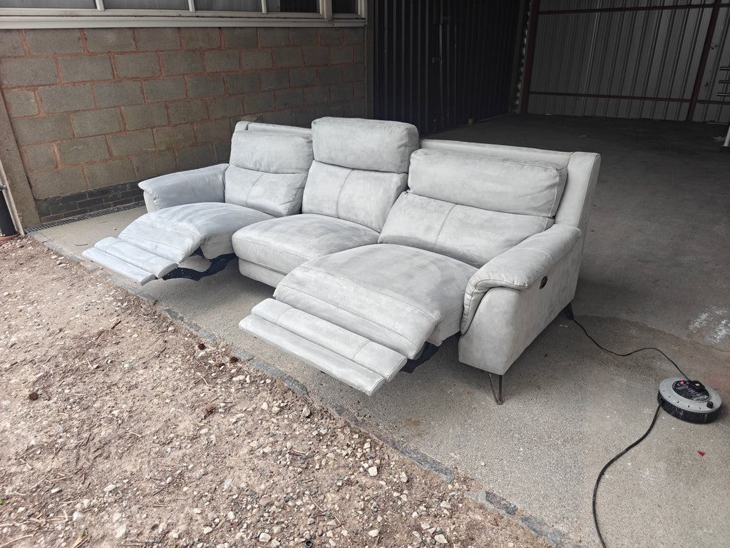 Stone Suede Furniture Village Contempo Electric Recliner 3 Seater Sofa