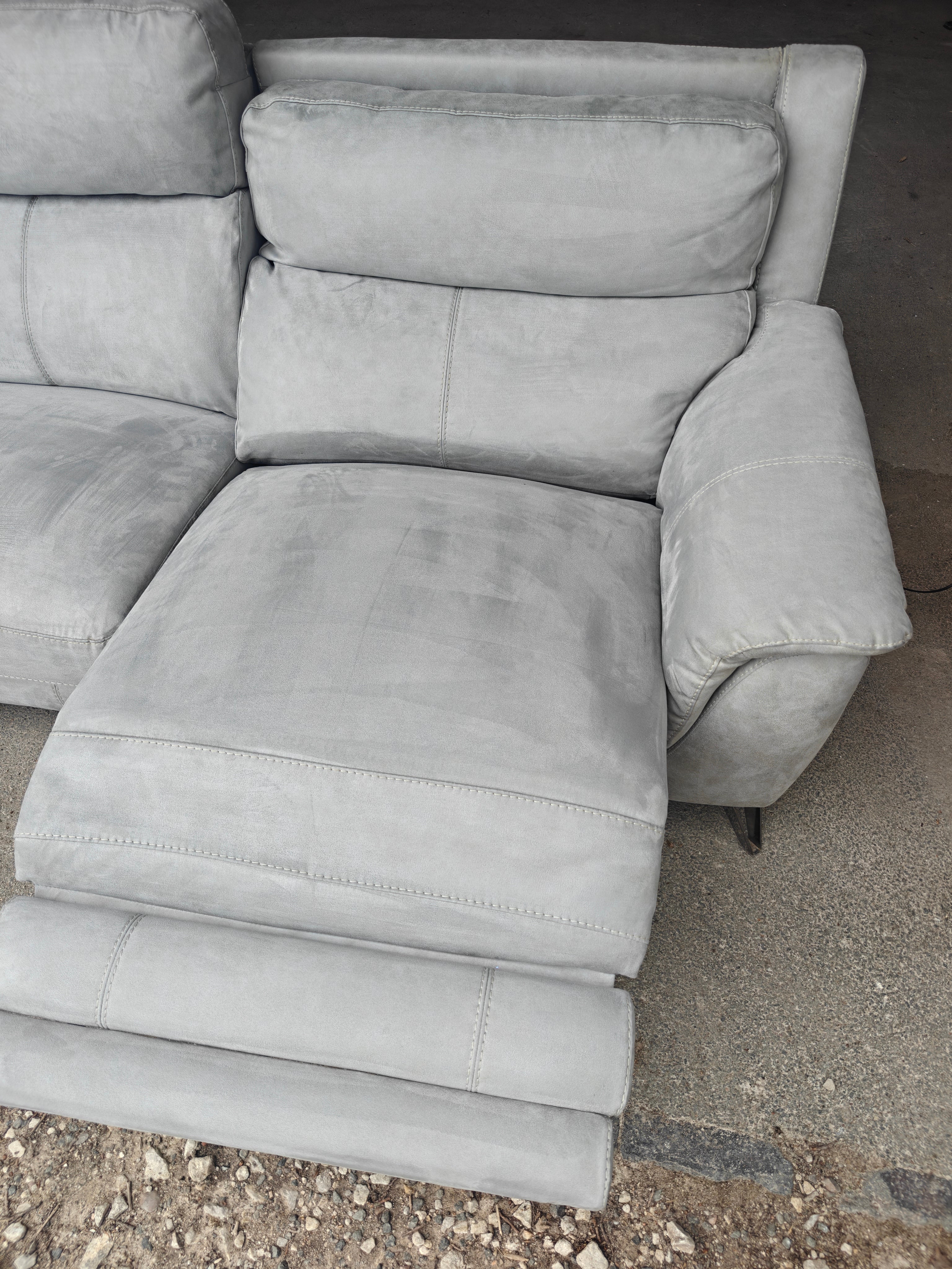 Stone Suede Furniture Village Contempo Electric Recliner 3 Seater Sofa