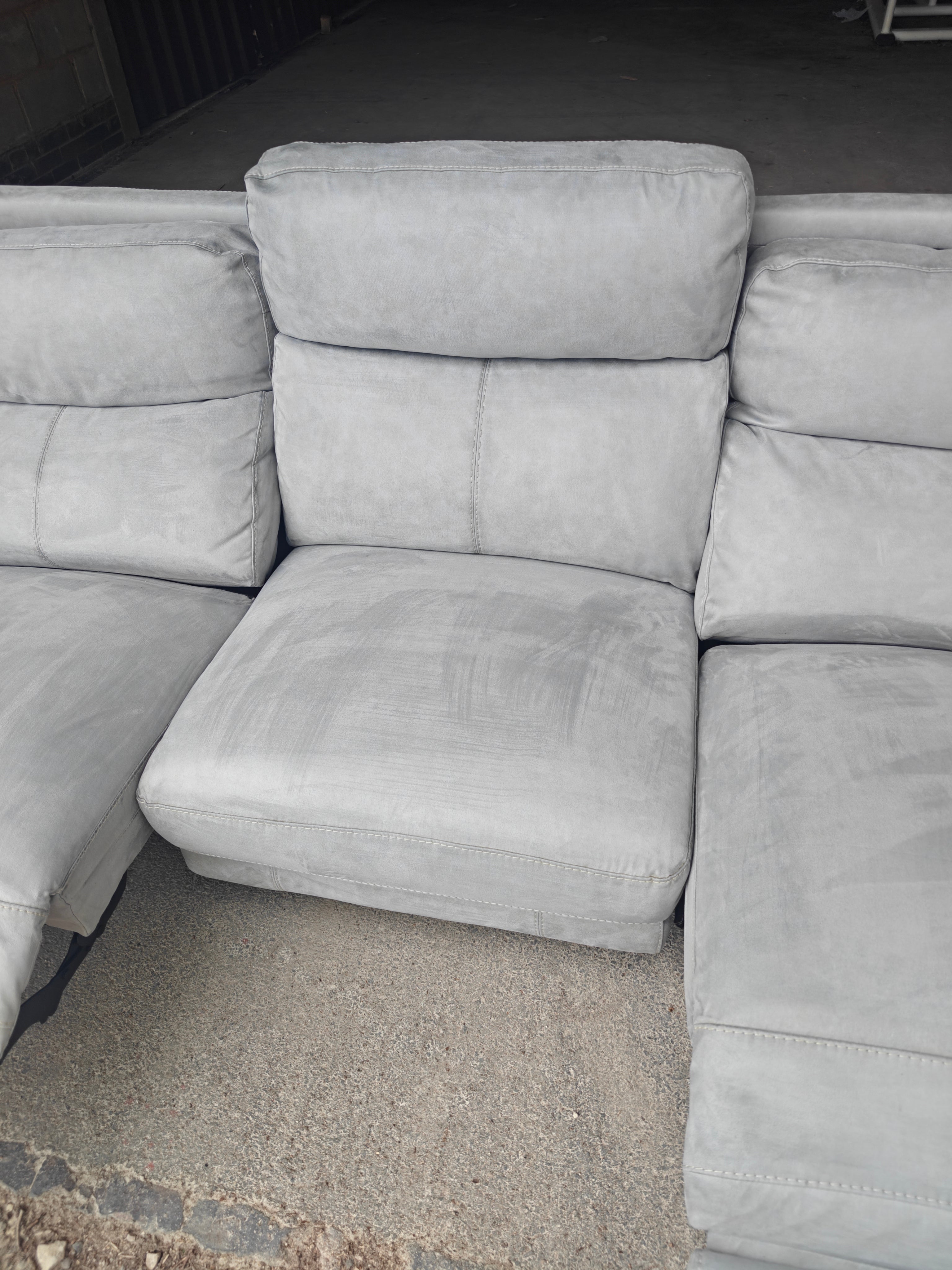 Stone Suede Furniture Village Contempo Electric Recliner 3 Seater Sofa