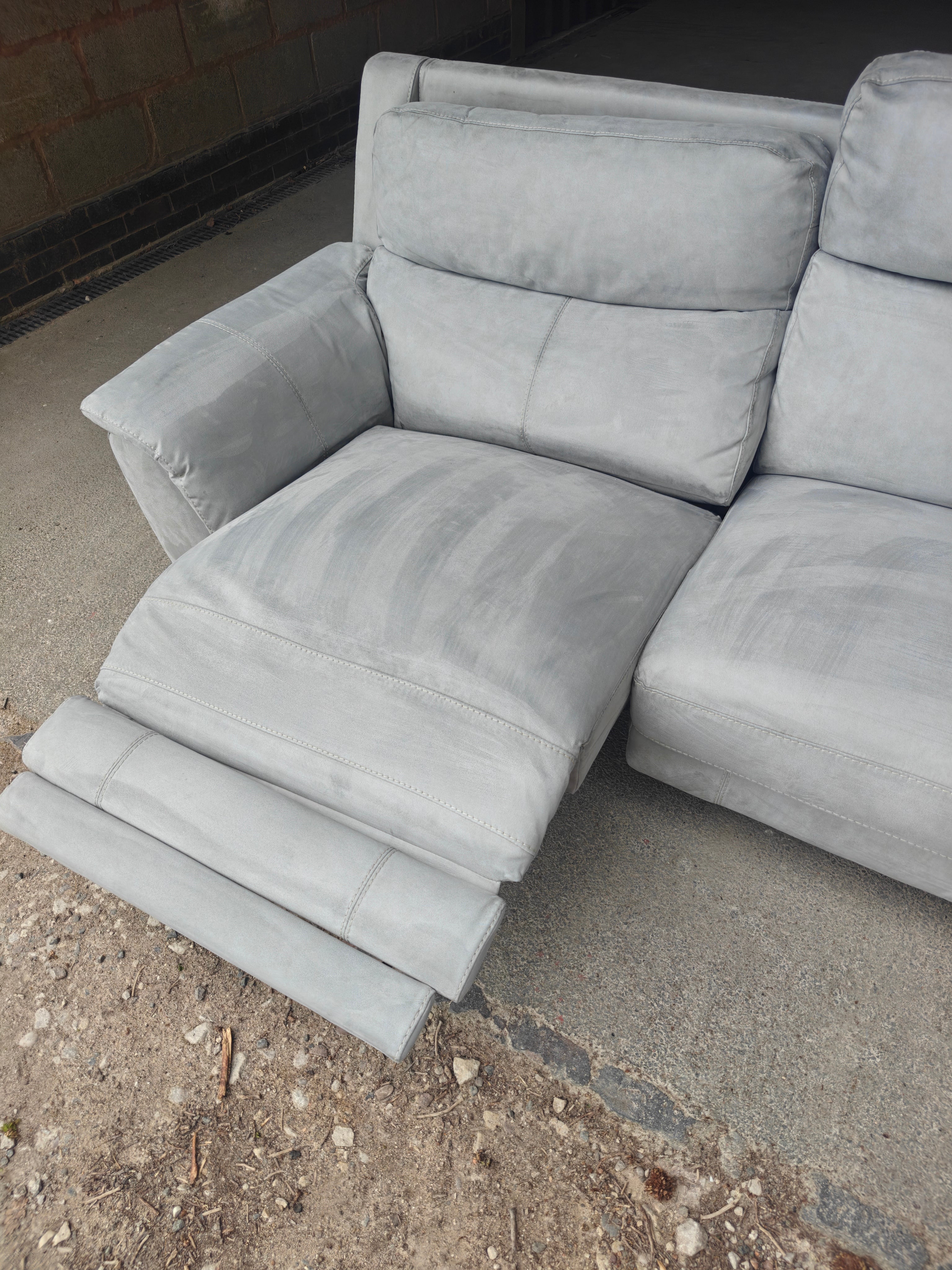Stone Suede Furniture Village Contempo Electric Recliner 3 Seater Sofa