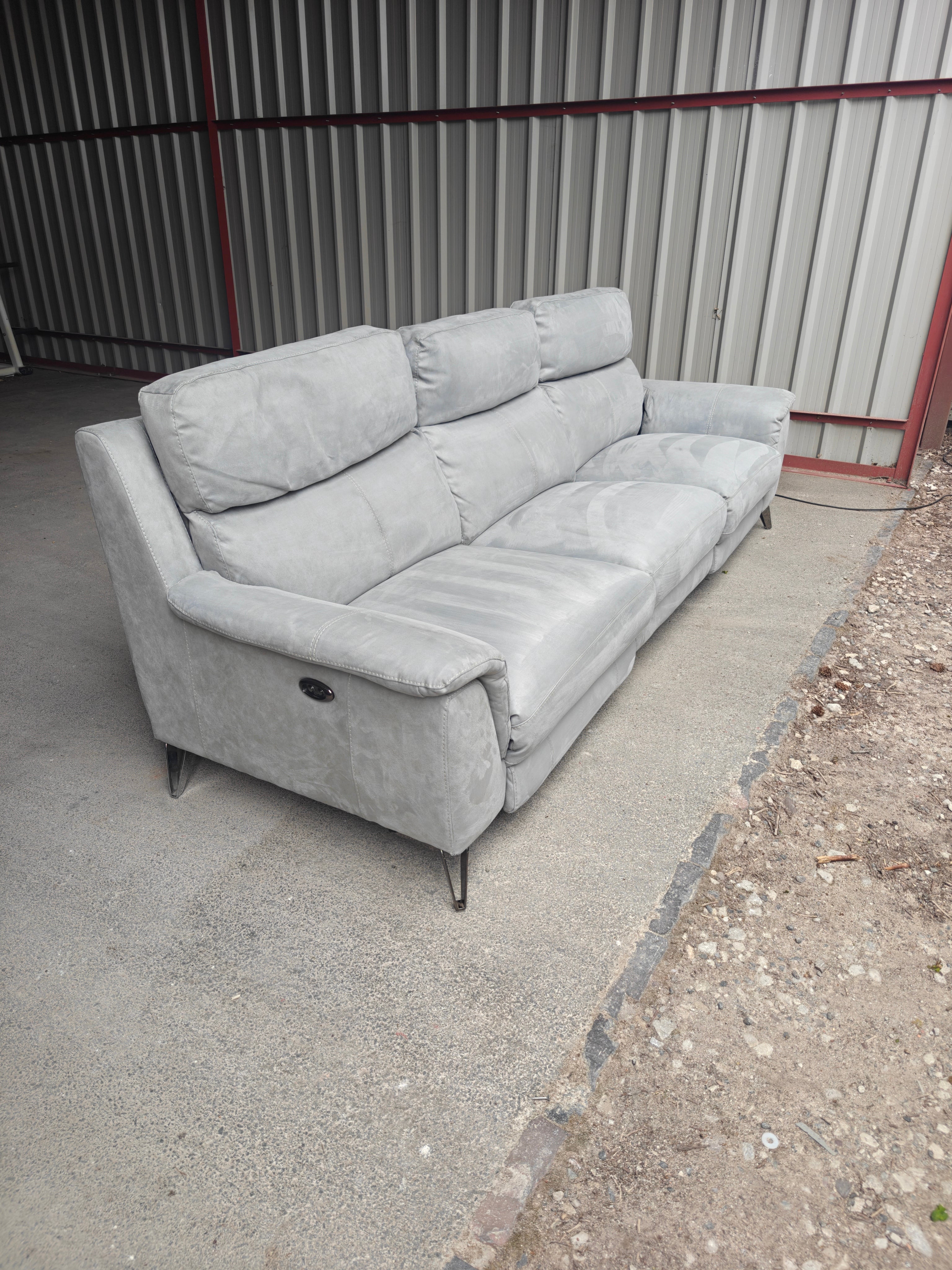Stone Suede Furniture Village Contempo Electric Recliner 3 Seater Sofa