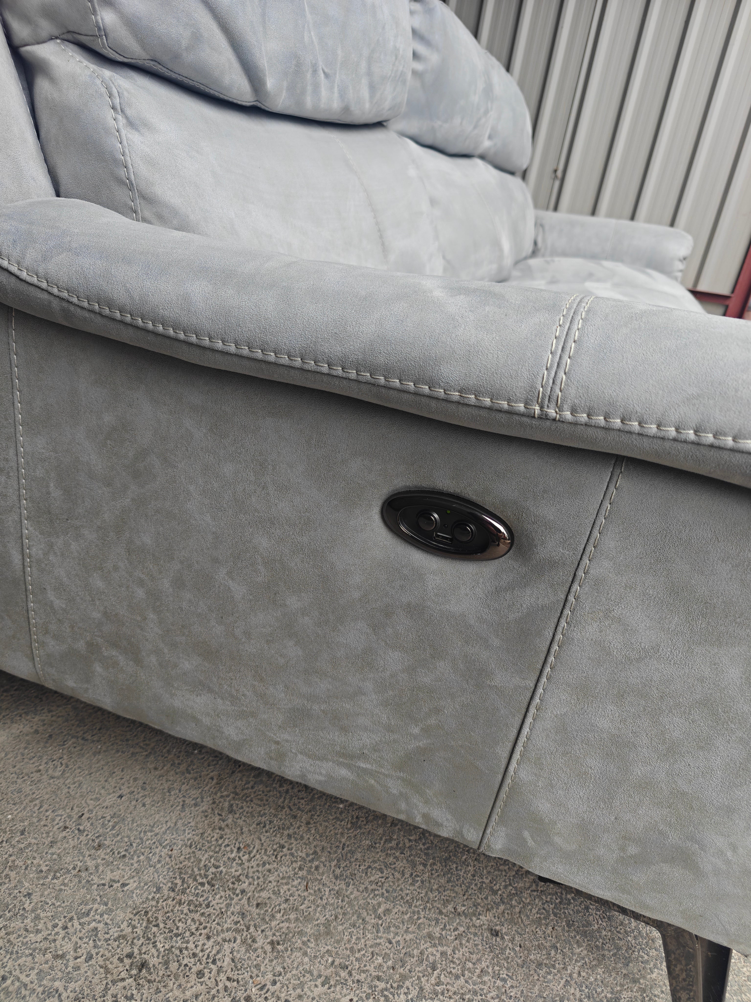 Stone Suede Furniture Village Contempo Electric Recliner 3 Seater Sofa