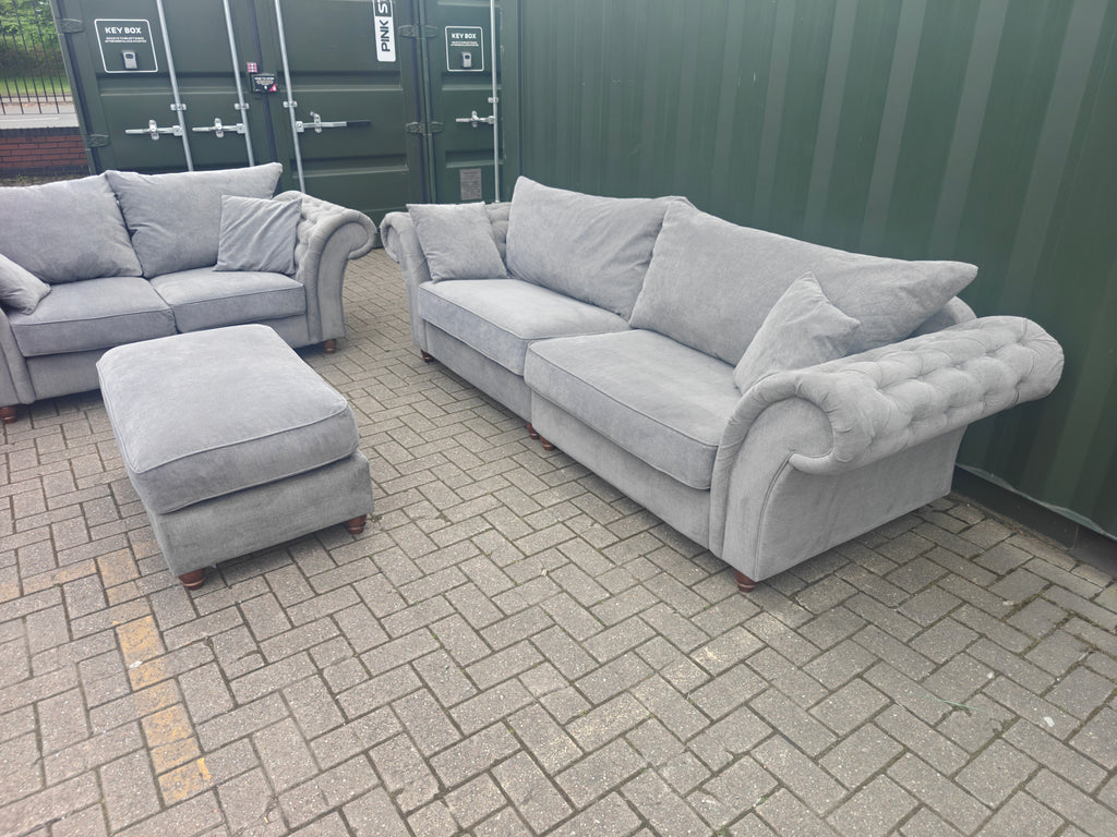 Grey Windsor Sofa Set 4+2 Seater + Footstool RRP