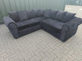 Black Crushed Velvet Corner Sofa
