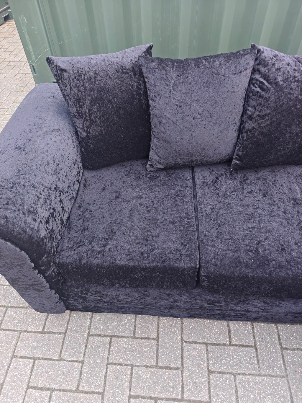 Black Crushed Velvet Corner Sofa