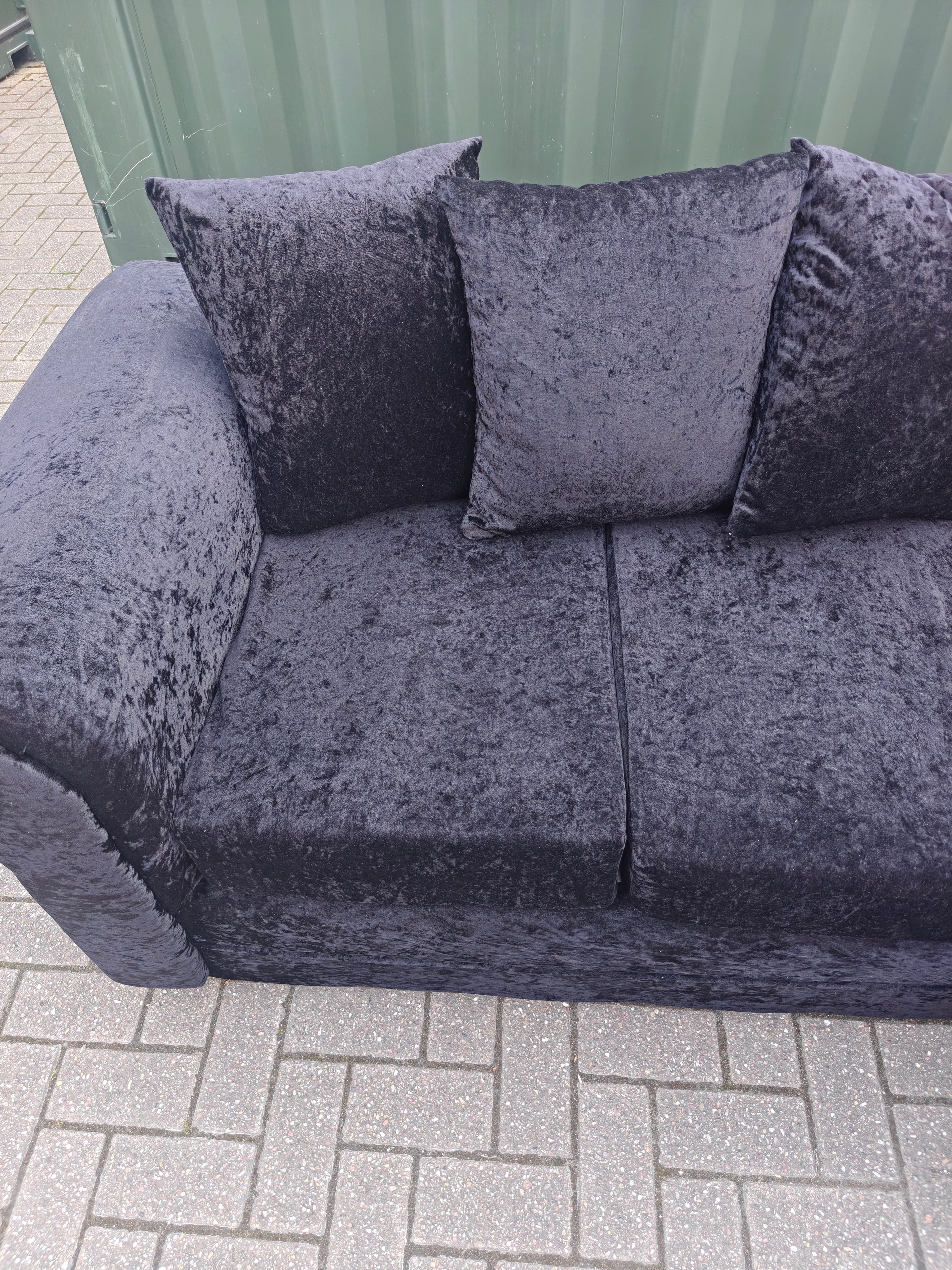 Black Crushed Velvet Corner Sofa