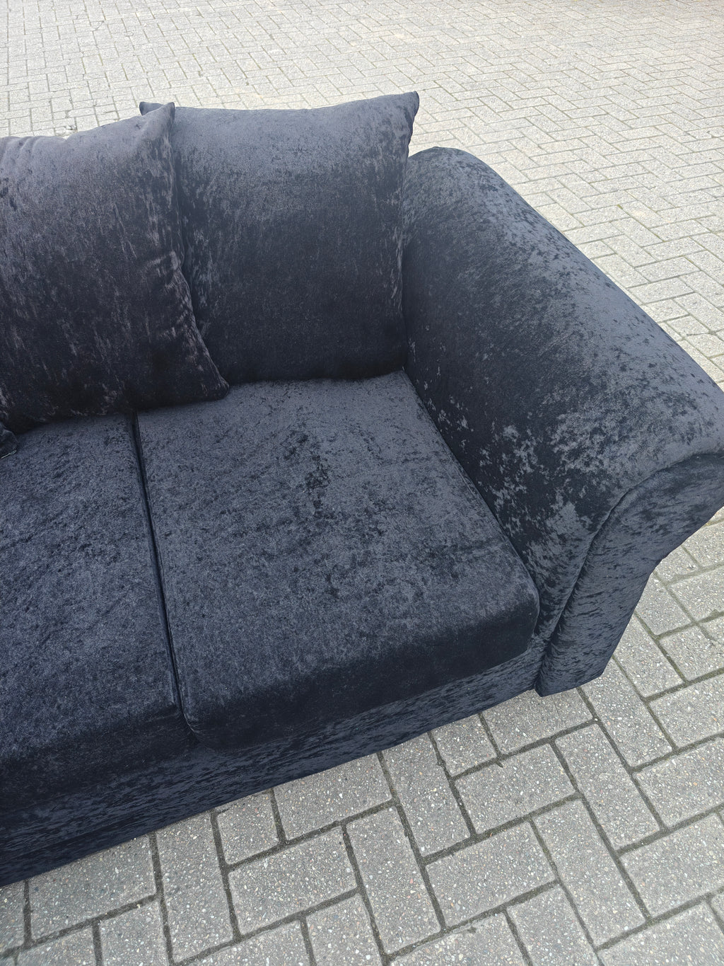 Black Crushed Velvet Corner Sofa