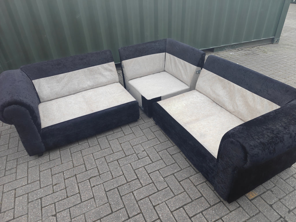 Black Crushed Velvet Corner Sofa