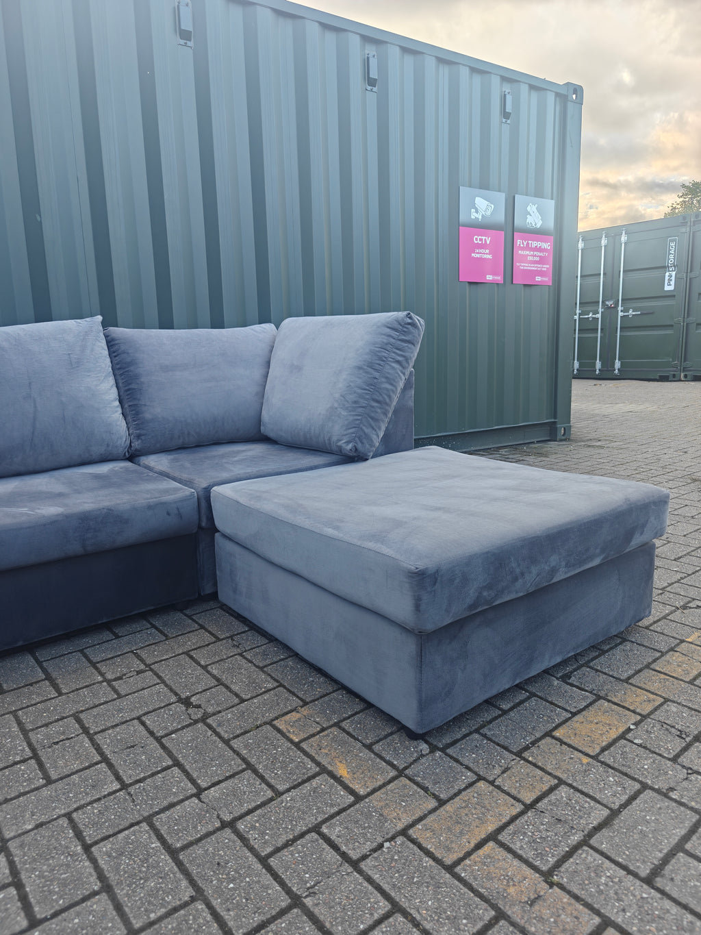 U Shape Grey Velvet Sofa