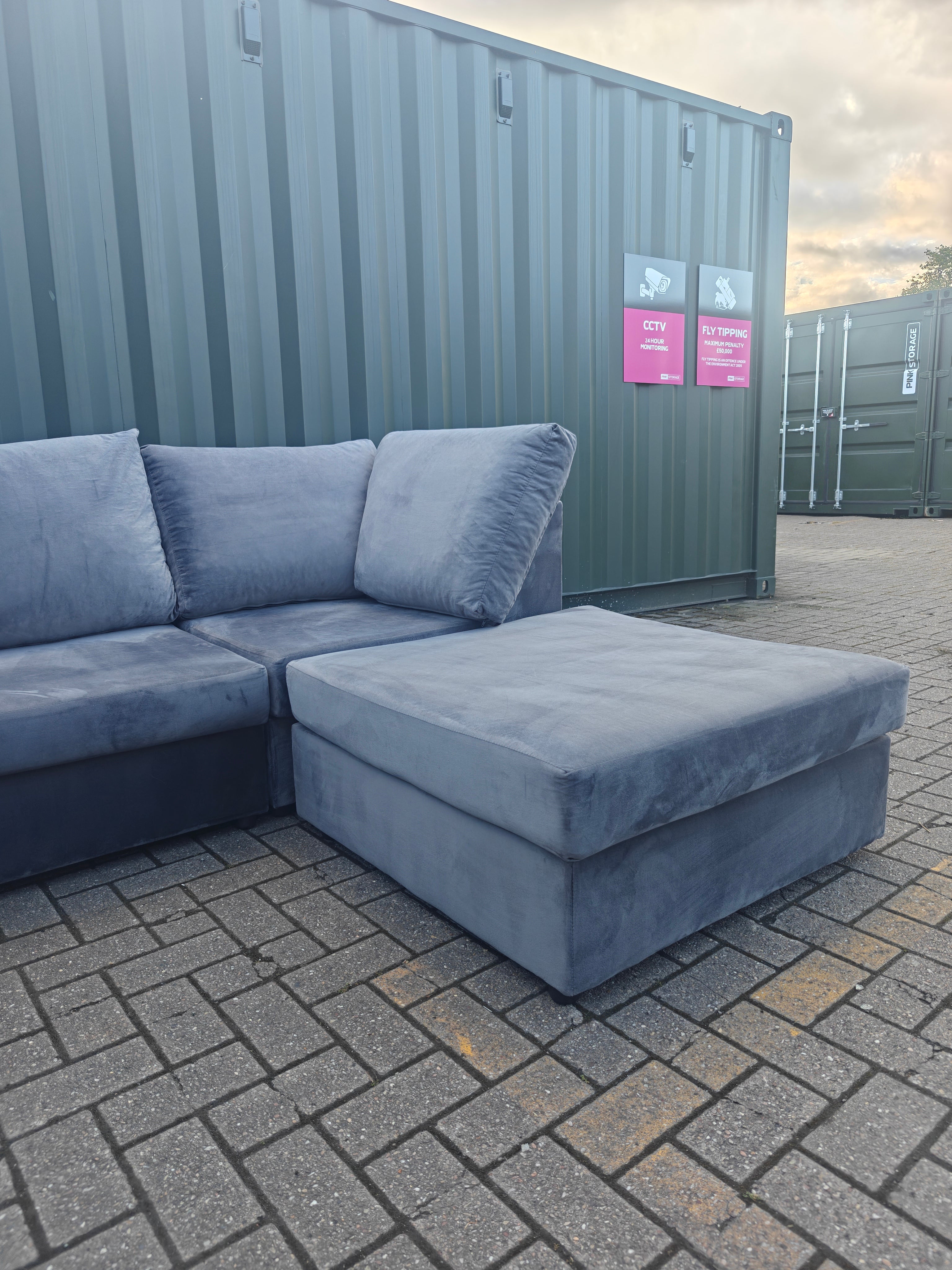 U Shape Grey Velvet Sofa