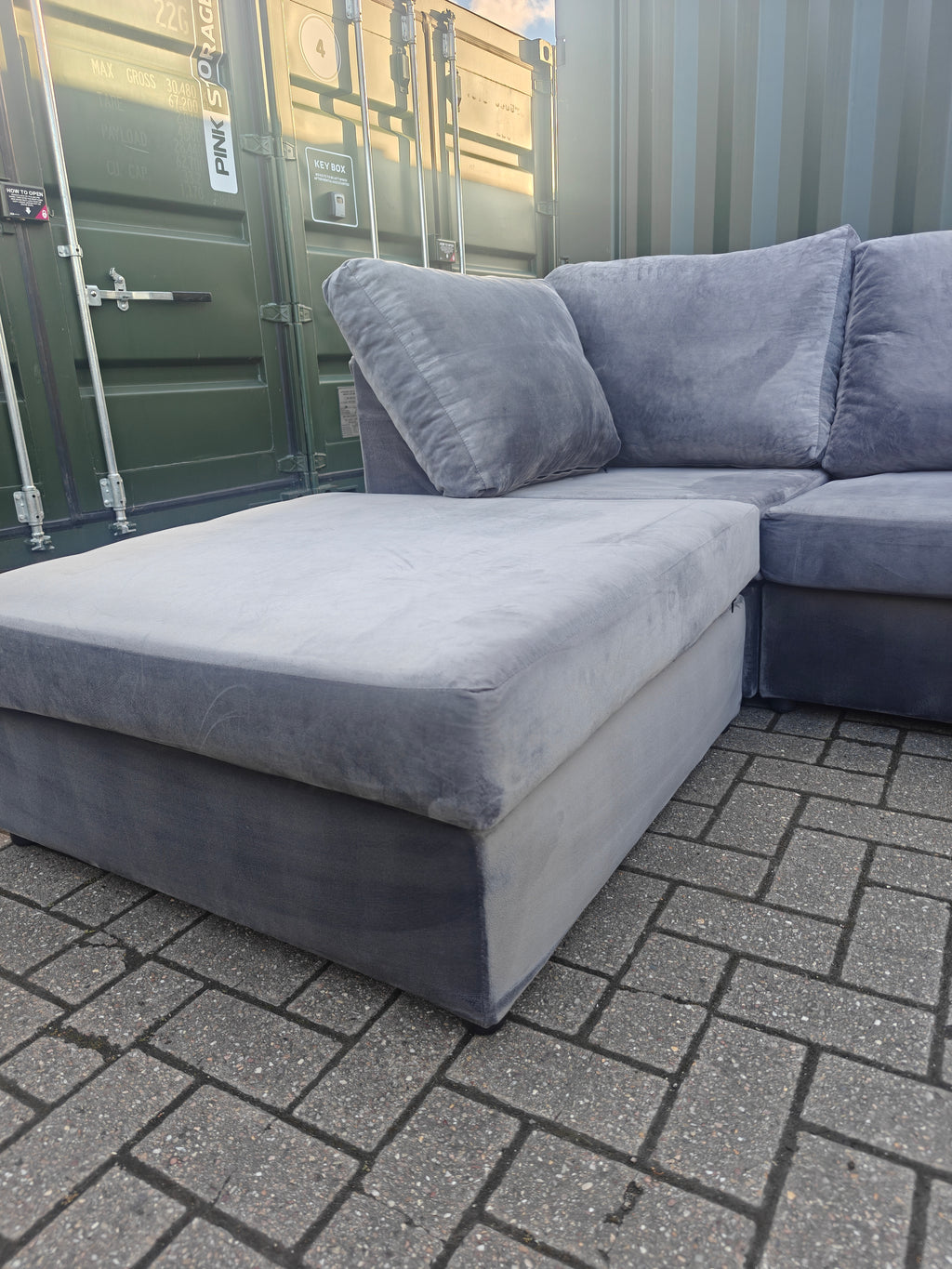U Shape Grey Velvet Sofa